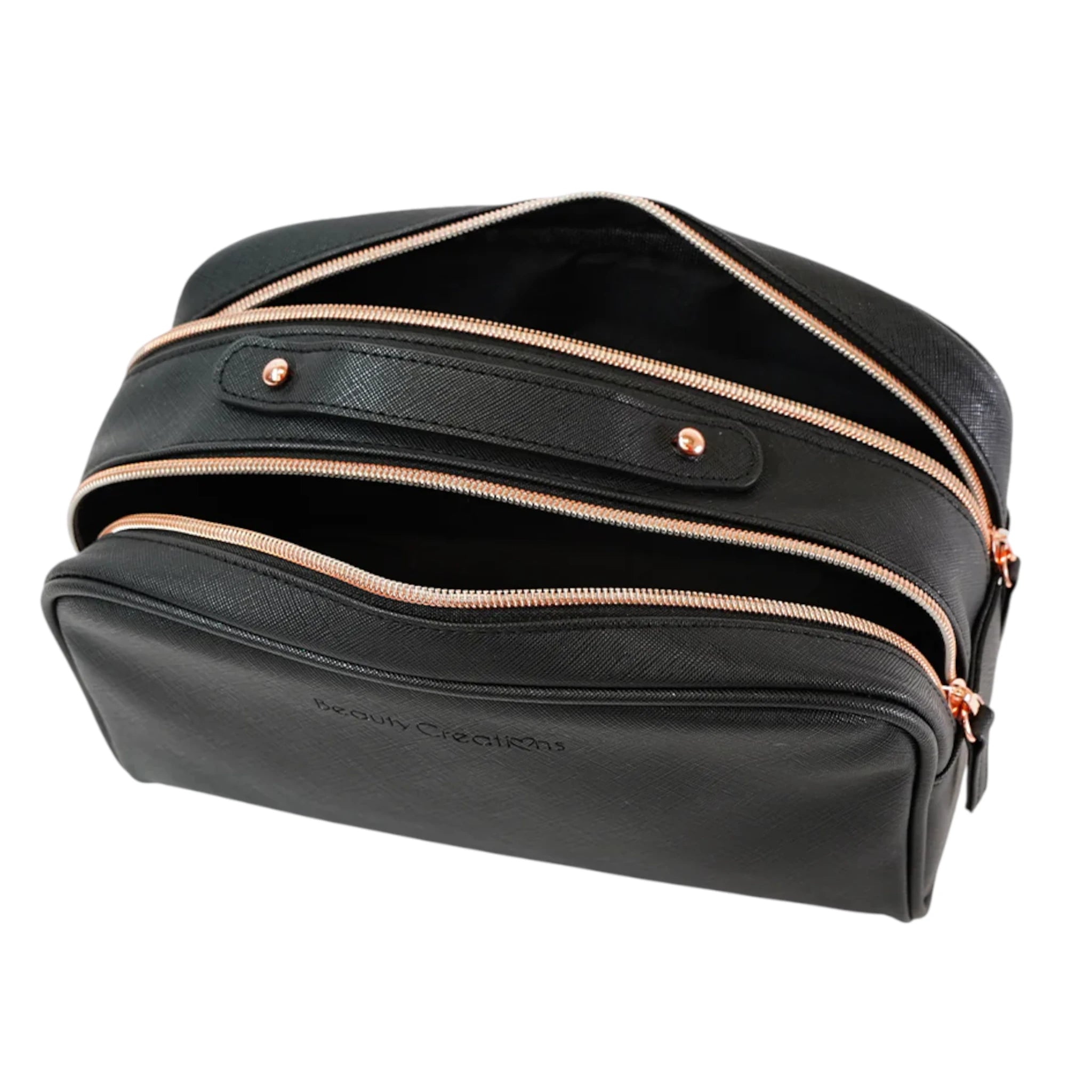 (4-pack) Beauty Creations Big Cosmetic Bag Double Zipper Black - Thumbnail 3