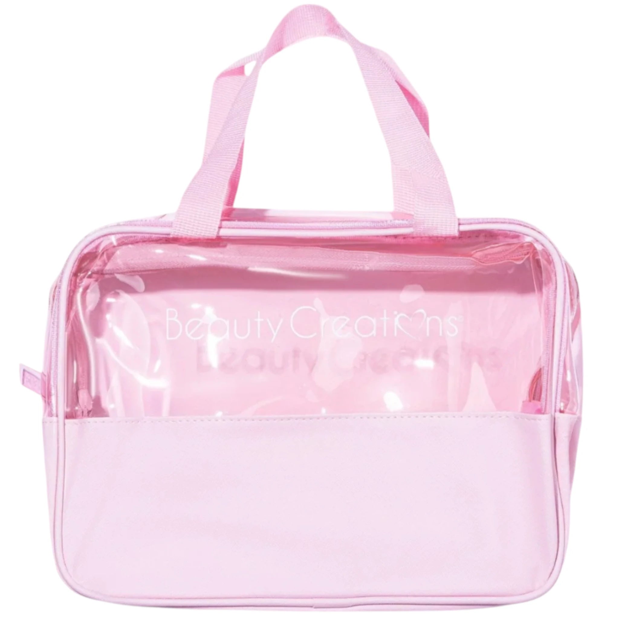 (5-pack) Beauty Creations Clear Pink Cosmetic Bag - Thumbnail 2