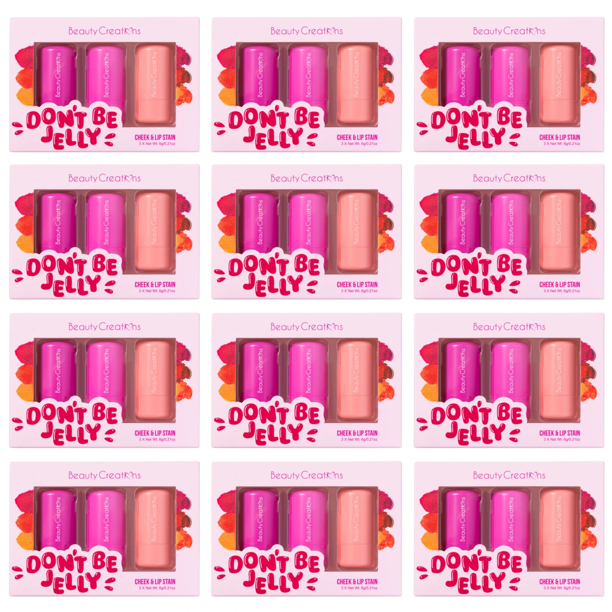 (12-pack) Beauty Creations Don'T Be Jelly Cheek & Lip Stain (Set)
