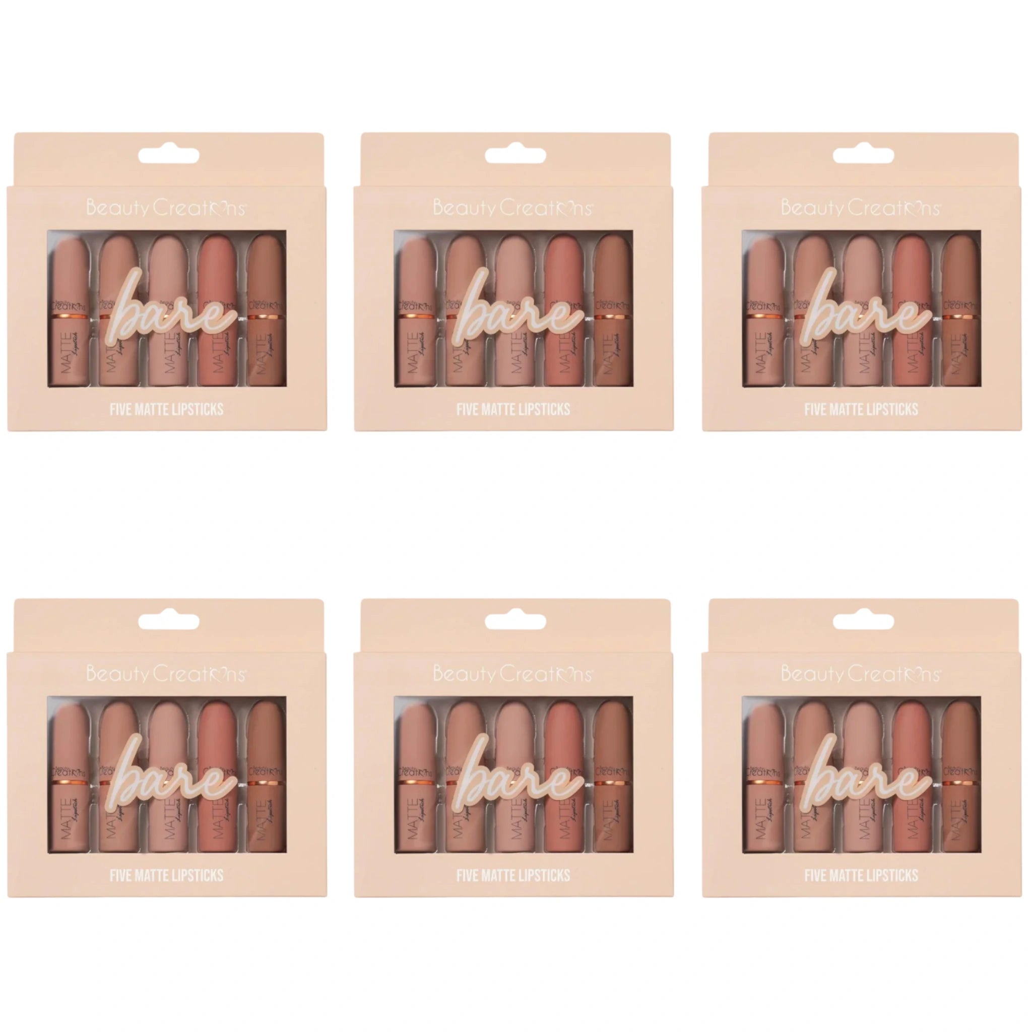 (6-pack) Beauty Creations Five Matte Lipstick Bare (Set)