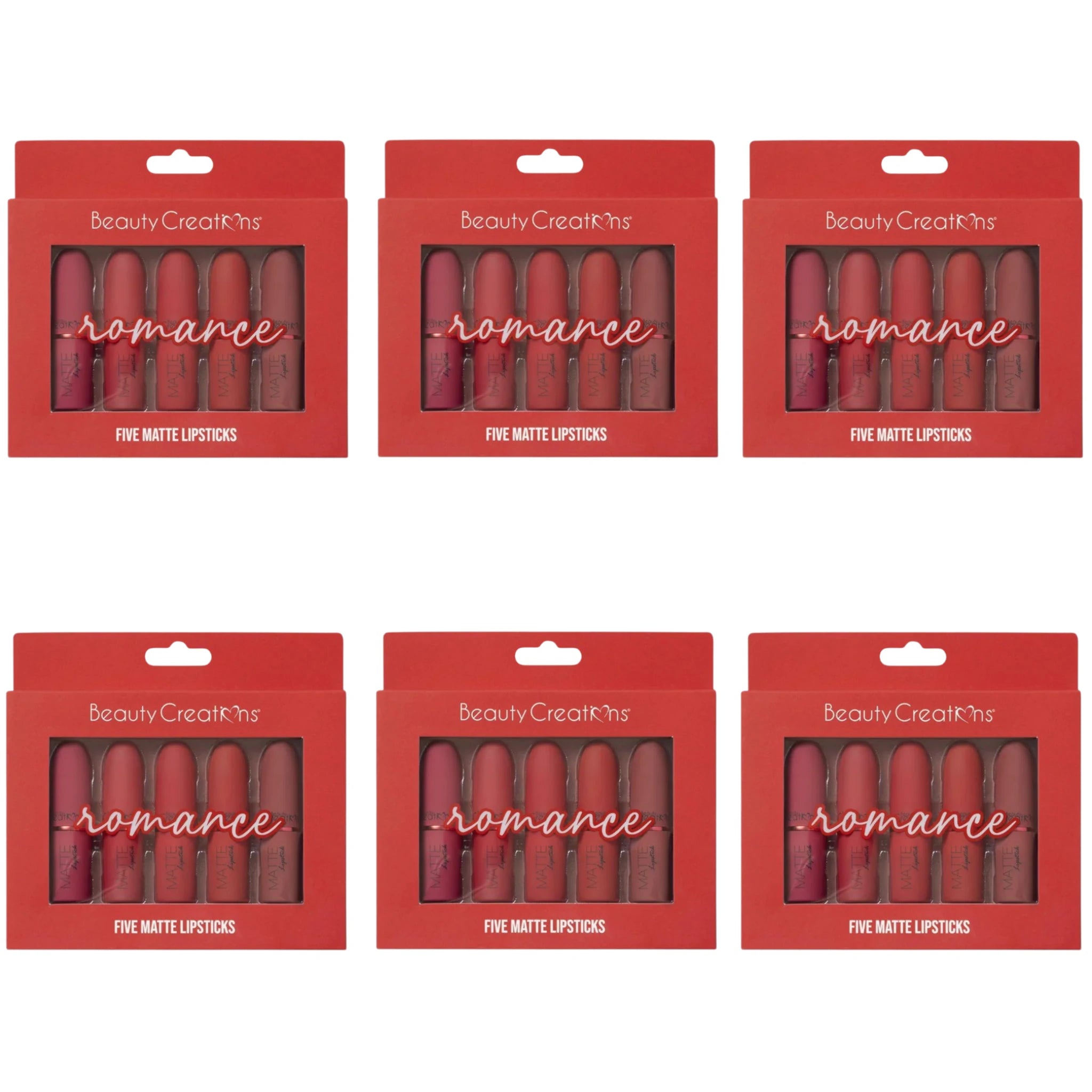 (6-pack) Beauty Creations Five Matte Lipstick Romance (Set)
