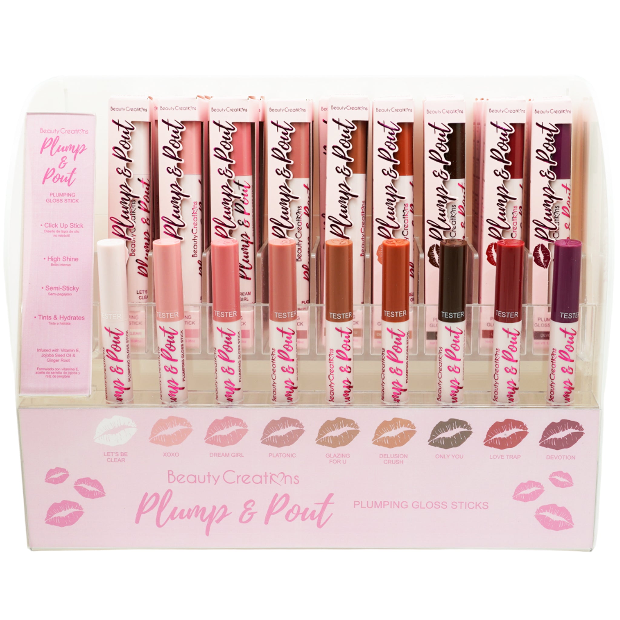 (54-pack) Beauty Creations Plumping Gloss Stick + 9 Tester - Thumbnail 2