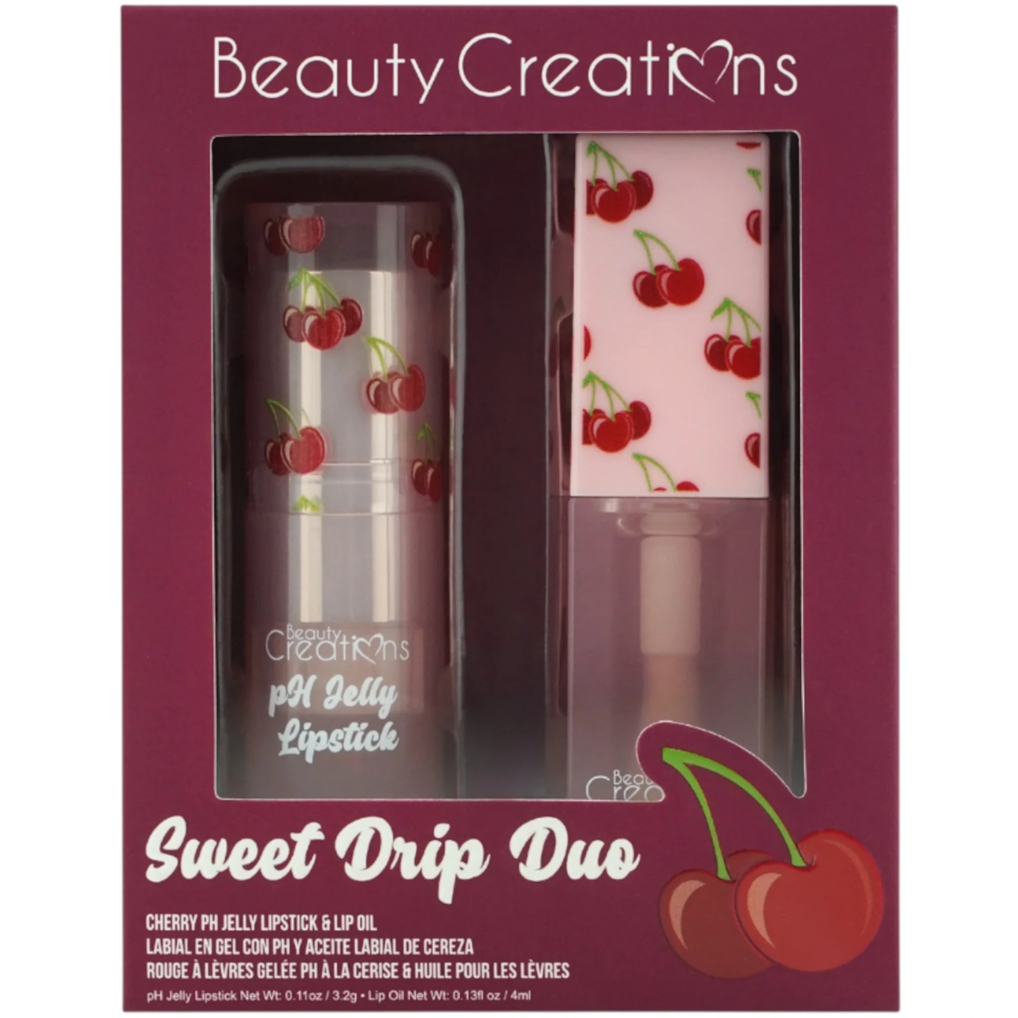 (6-pack) Beauty Creations Sweet Drip Duo Cherry Ph Jelly Lipstick & Lip Oil - Thumbnail 3