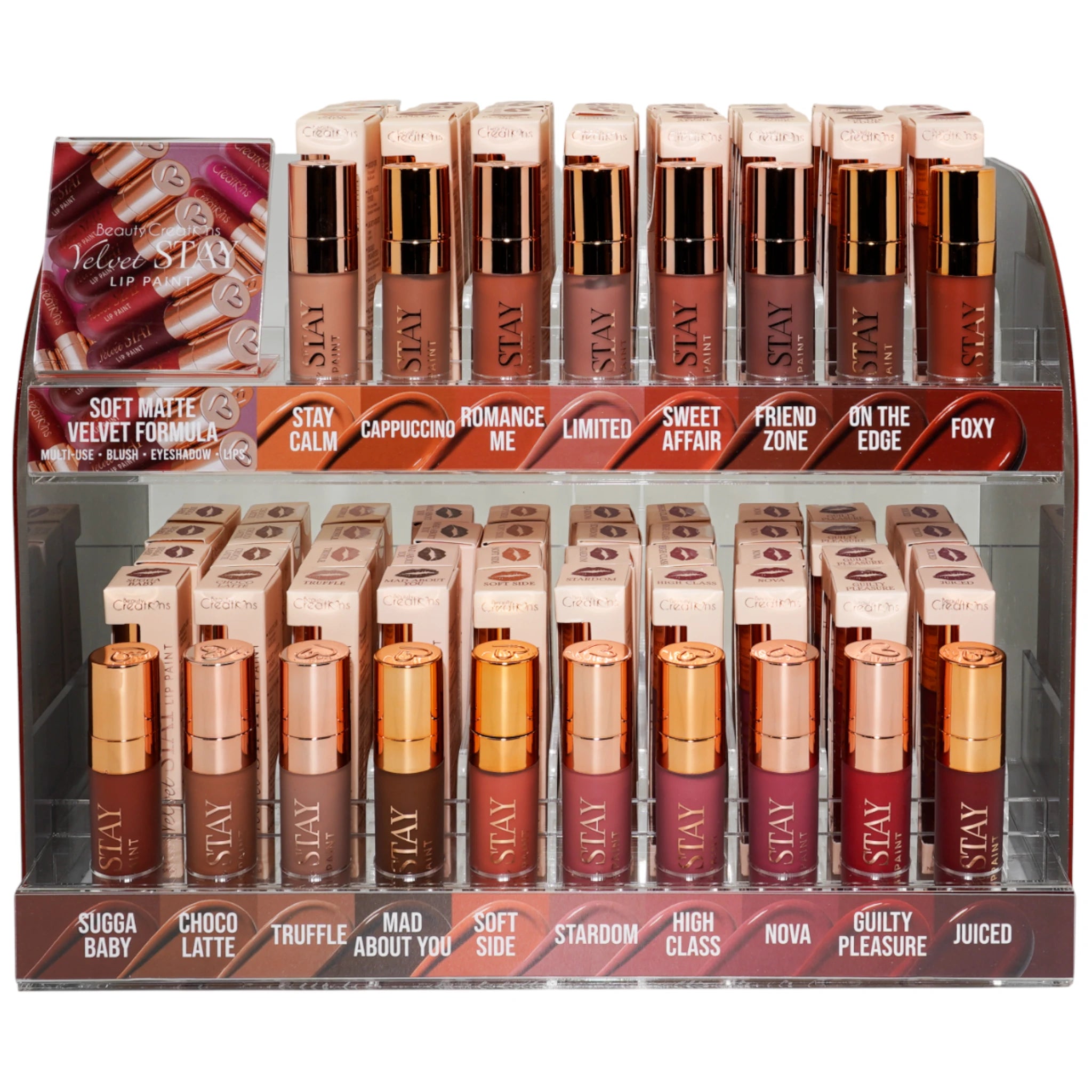 (108-pack) Beauty Creations Velvet Stay Lip Paint + 18 Tester