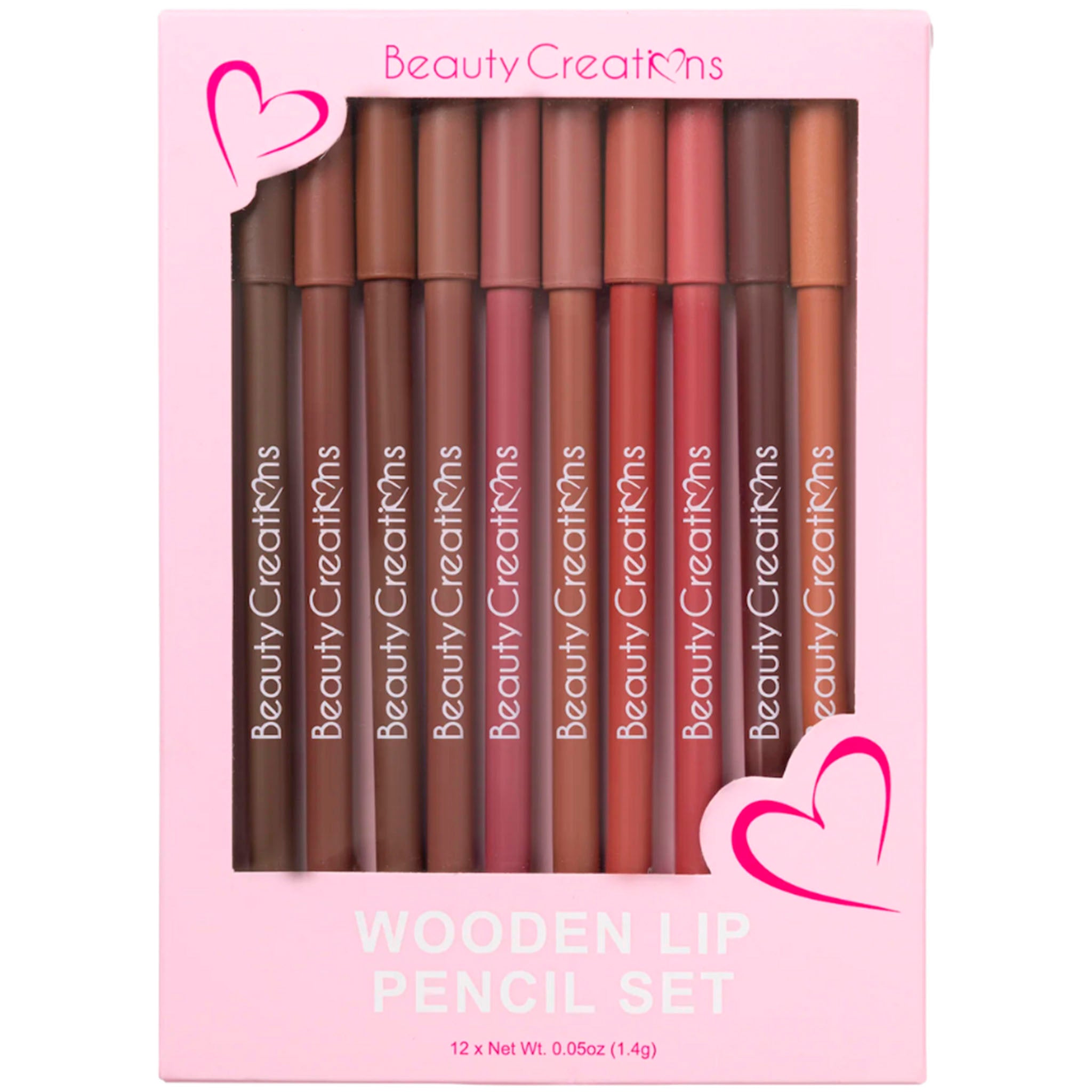 (12-pack) Beauty Creations Wooden Lip Pencil (Set)