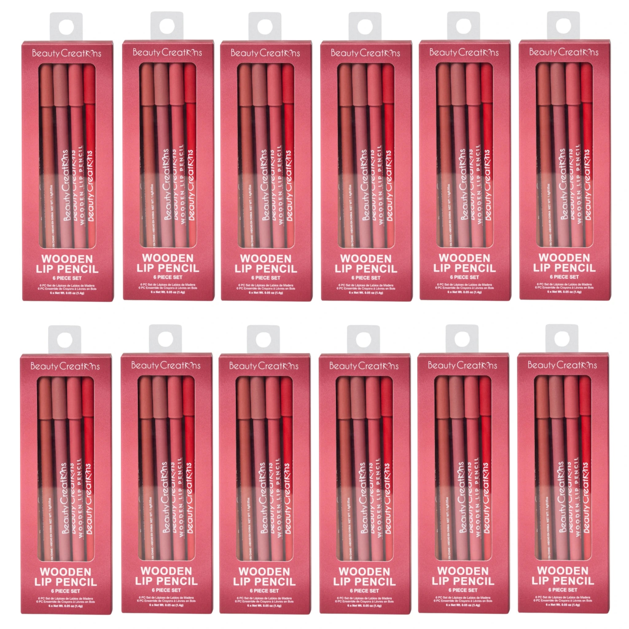 (12-pack) Beauty Creations Wooden Lip Pencil Wine (Set)