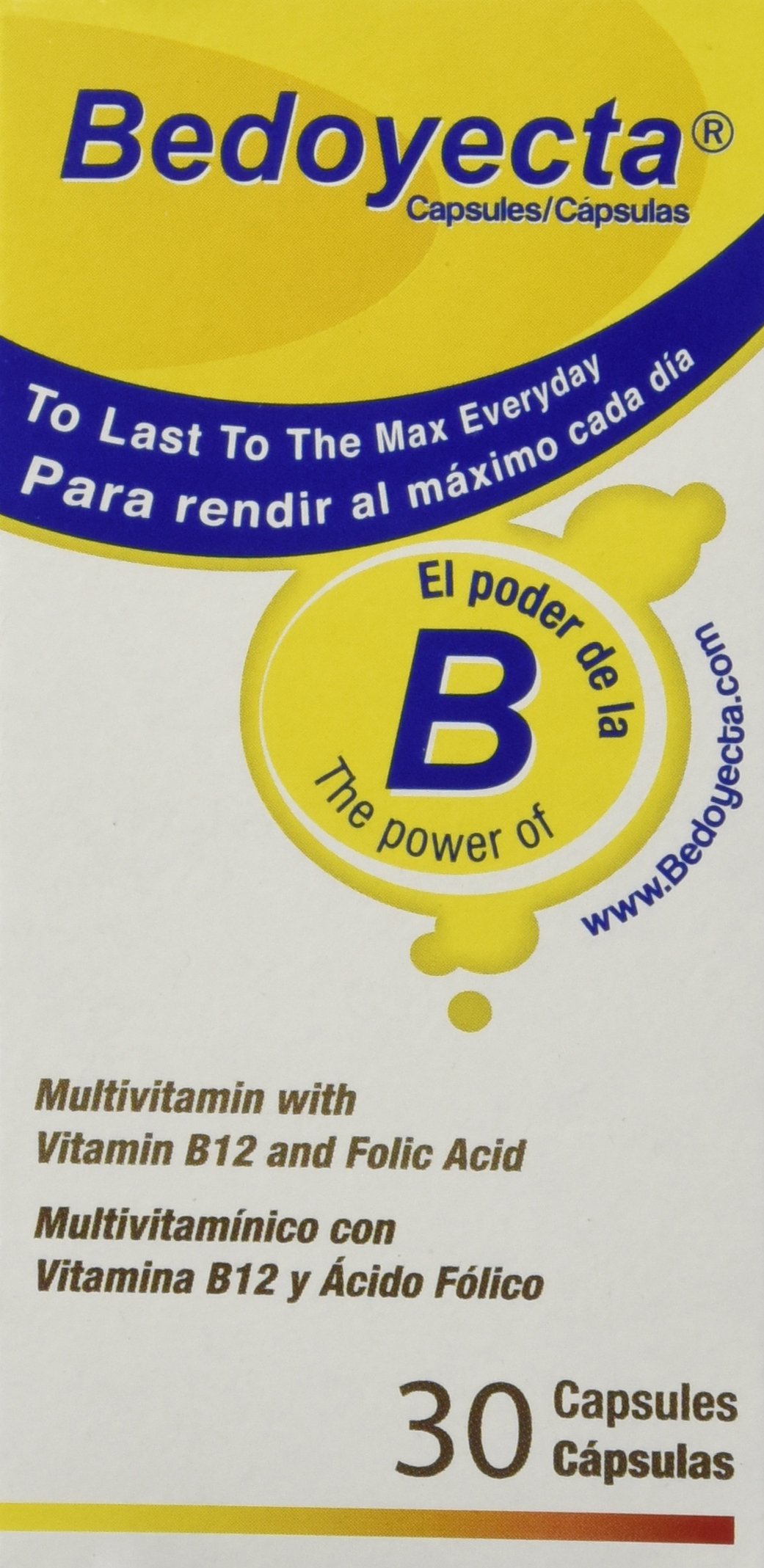 Bedoyecta Multivitamin Contains Iron Folic Acid Vitamin C B1 B2 B9 and B12 30