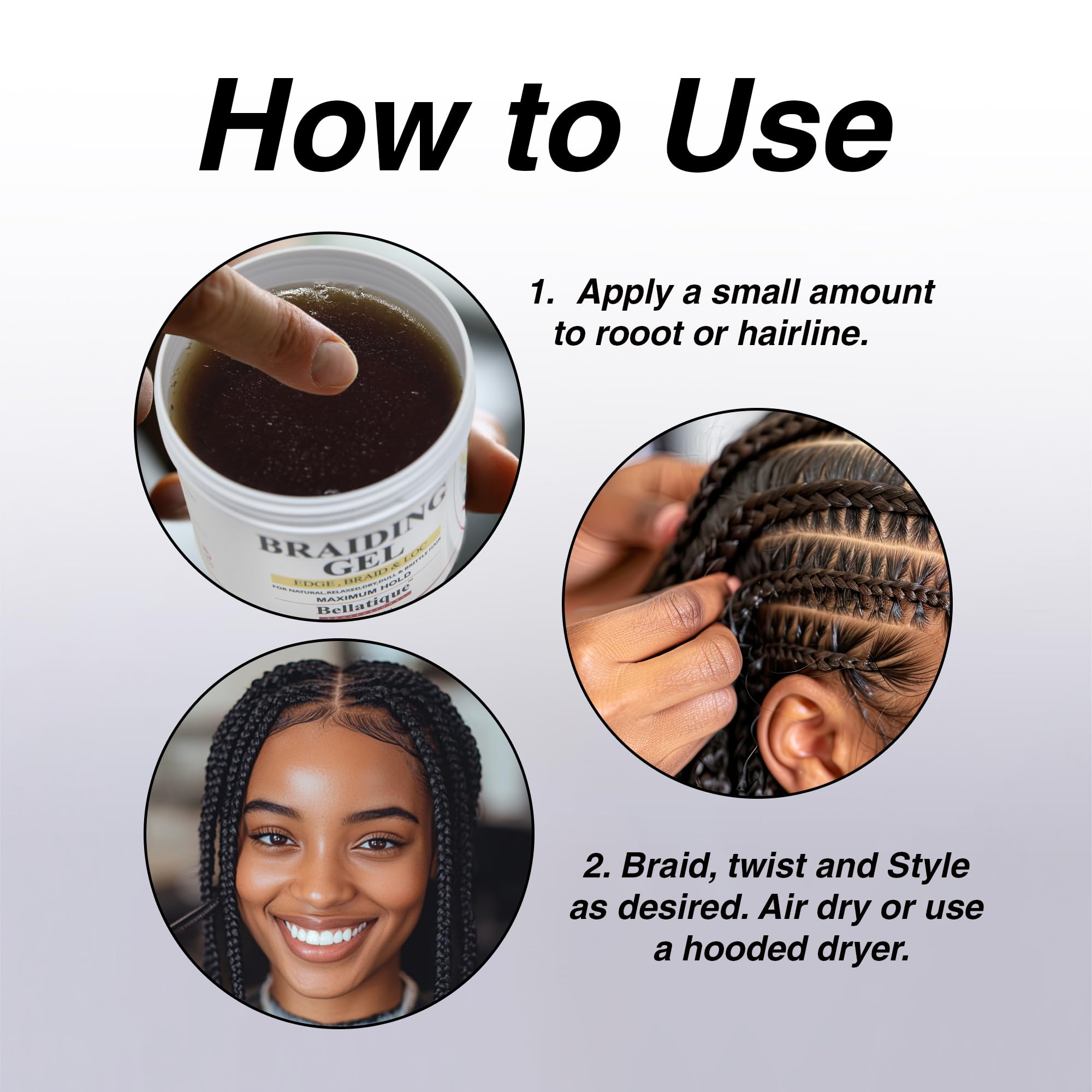 Bellatique Professional Edge Braid Loc Maximum Hold Edge Control for Natural - Thumbnail 3