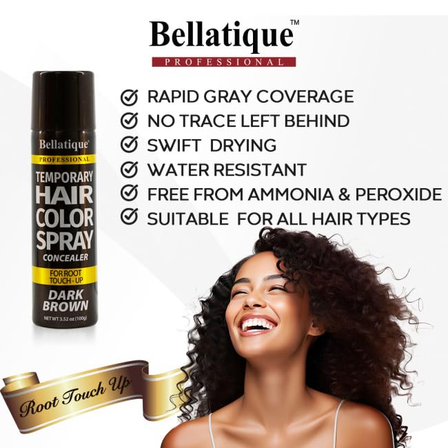 Bellatique Temporary Hair Color Concealer Dark Brown. for Root Touch Up. Quick - Thumbnail 3