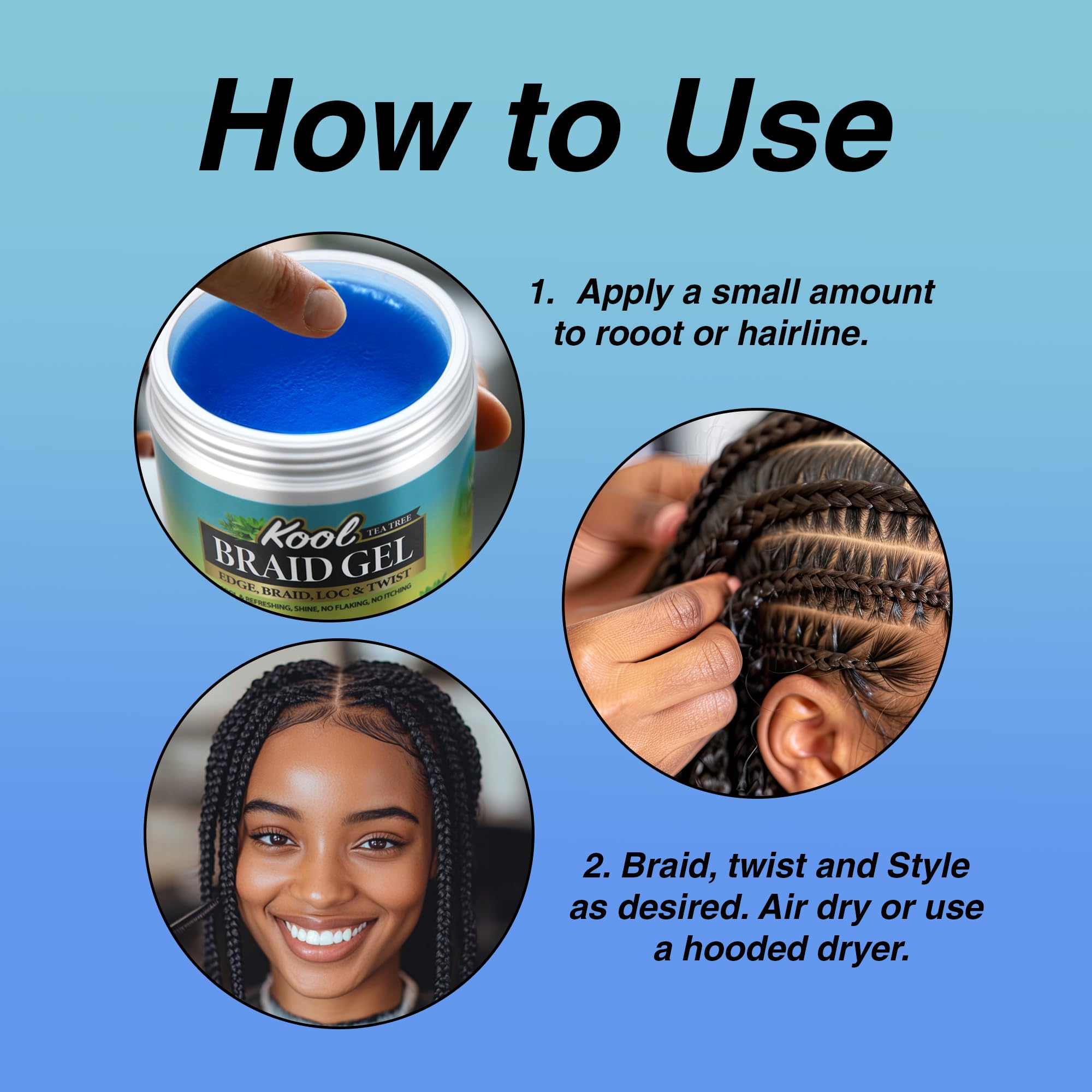 Bellatique Kool Braiding Gel Maximum Hold for Loc Twist No Flaking No Whitening - Thumbnail 3