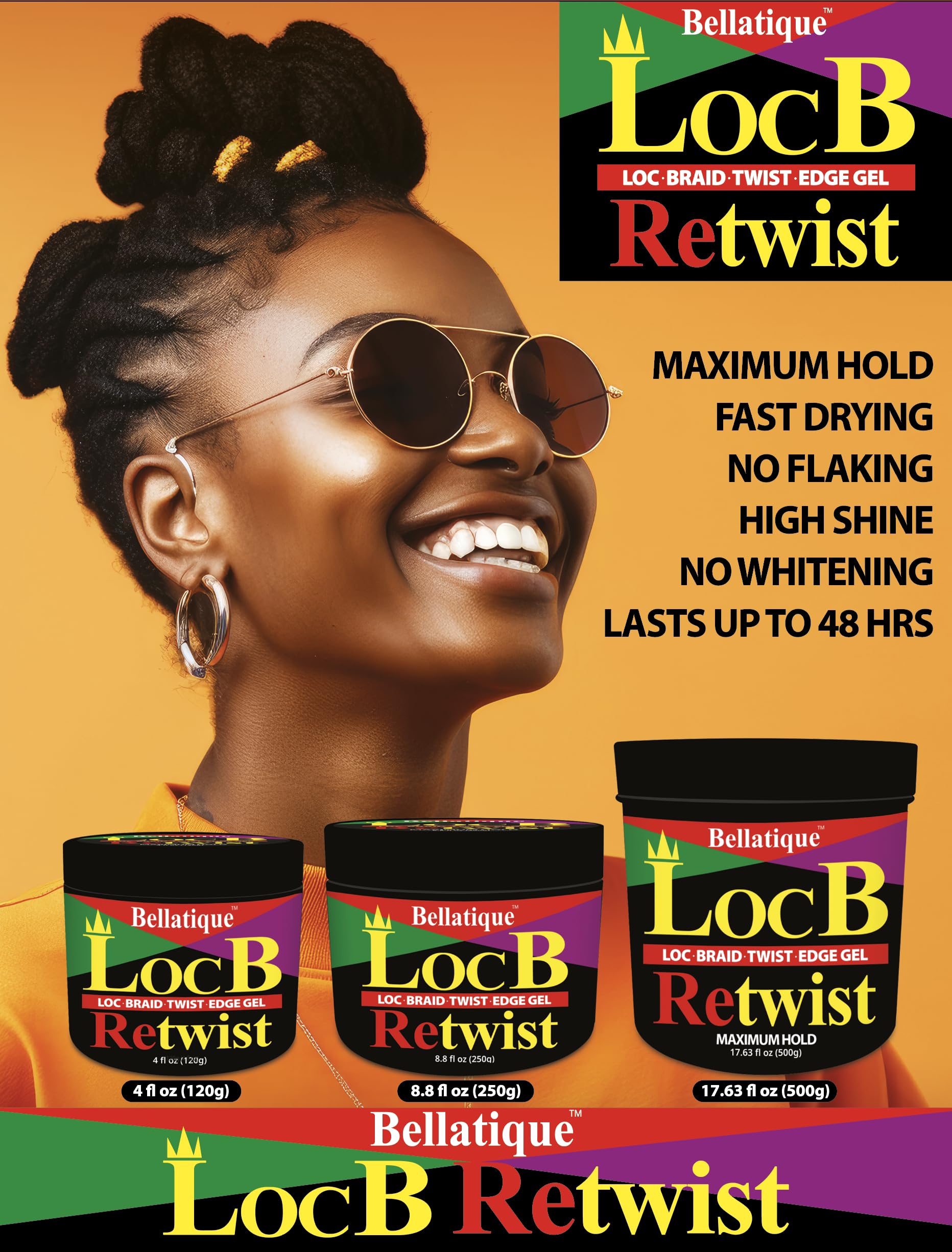 Loc B Retwist Loc Braid Twist Edge Gel for Natural Relaxed Dry Dull Brittle - Thumbnail 2