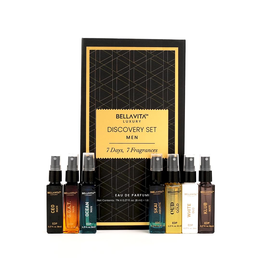 BELLAVITA LUXURY(M)7PC MINI SET(6x8ml edp)(G.O.A.T,KLUB,GOLD&WHITE OUD,CEO MAN,OCEAN)(SKAI AQUATIC)