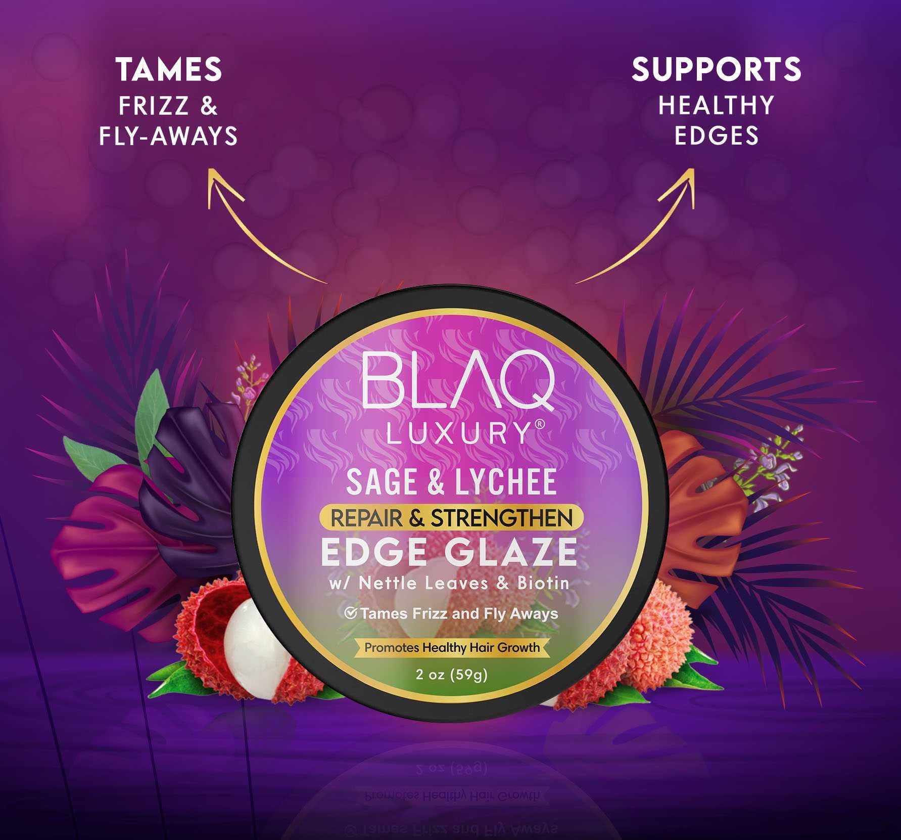 Blaq Luxury Sage Lychee Repair and Strengthen Edge Glaze 2 oz - Thumbnail 3