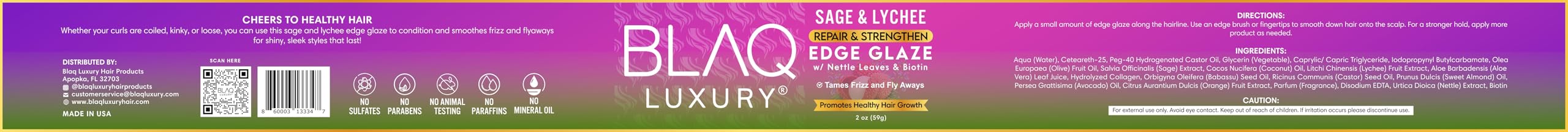 Blaq Luxury Sage Lychee Repair and Strengthen Edge Glaze 2 oz