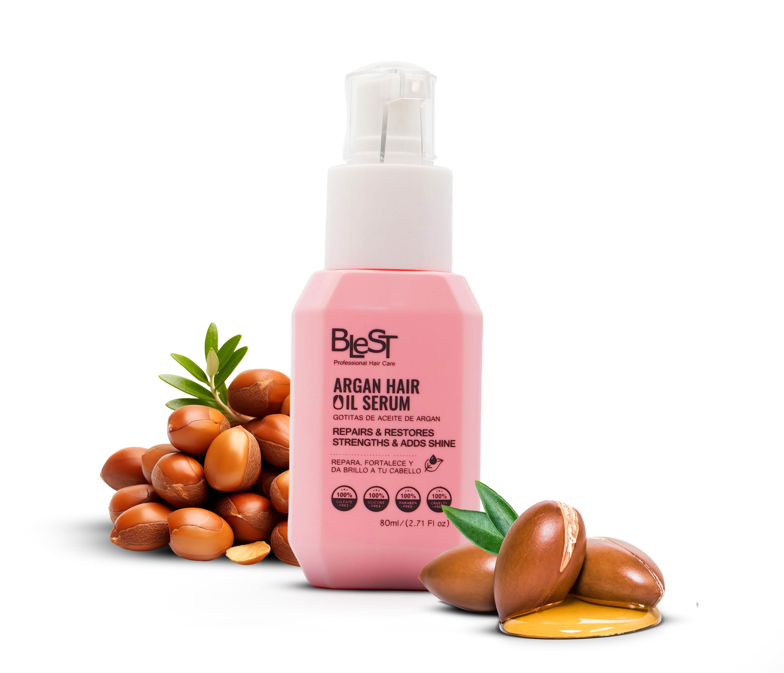 (12-pack) BLEST PROFESSIONAL Argan Hair Oil Serum – Lightweight Nourishing Treatment with Organic Argan Oil for Hair Growth, Shine & Repair – Deep Moisturizing Argan Hair Oil for Damaged Hair 80ml