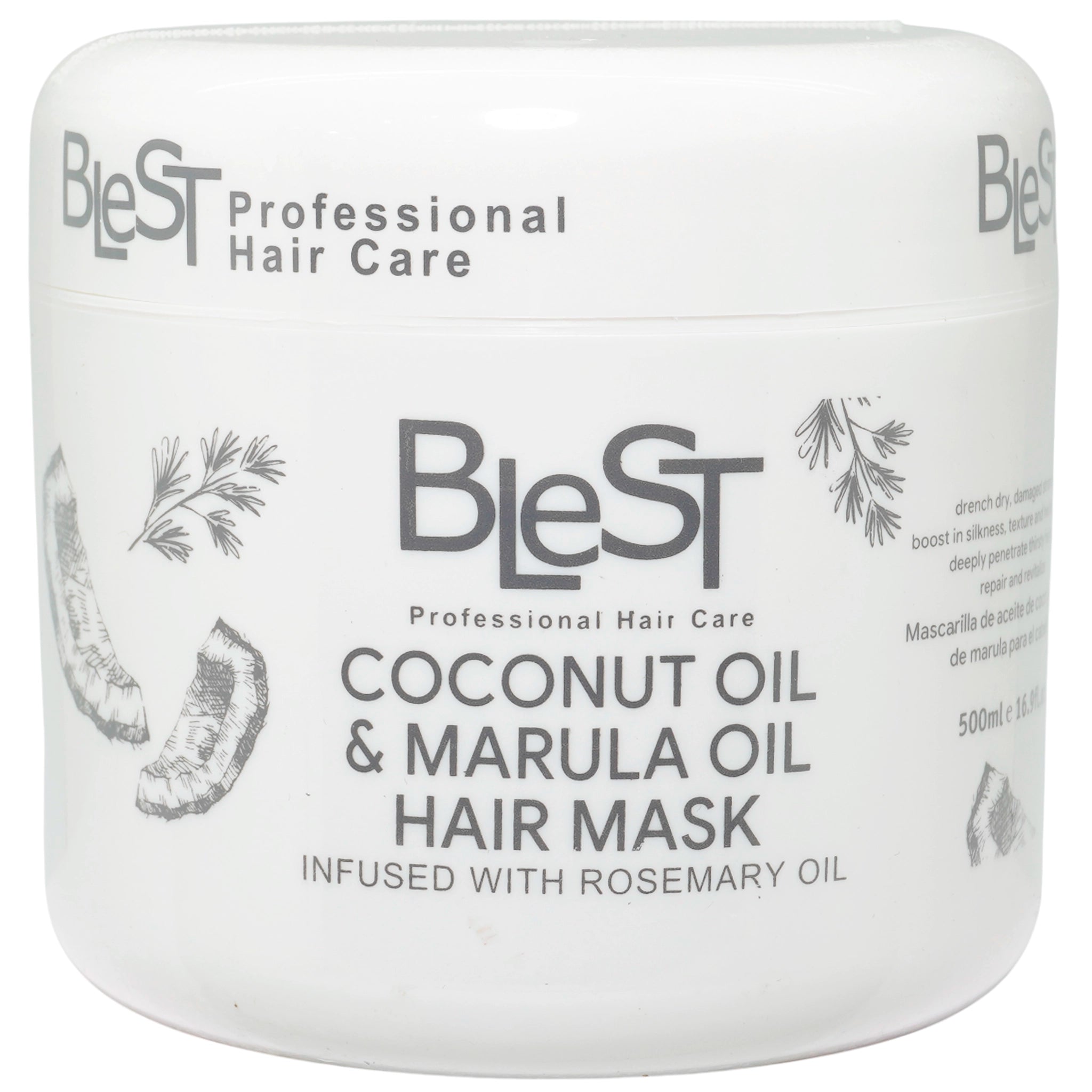 (6-pack) Blest Coconut & Marula Oil Hair Mask with Rosemary 16.9 oz