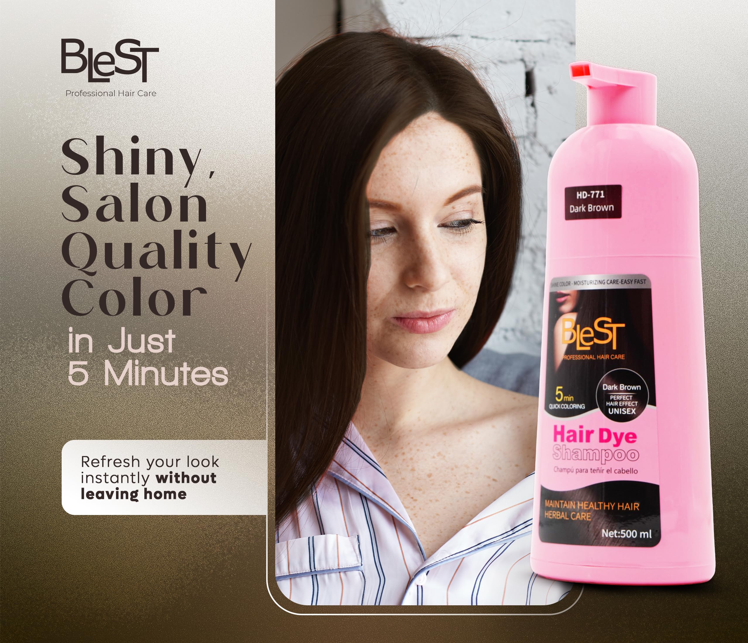 (6-pack) Blest Hair Dye Shampoo Dark Brown - Thumbnail 2