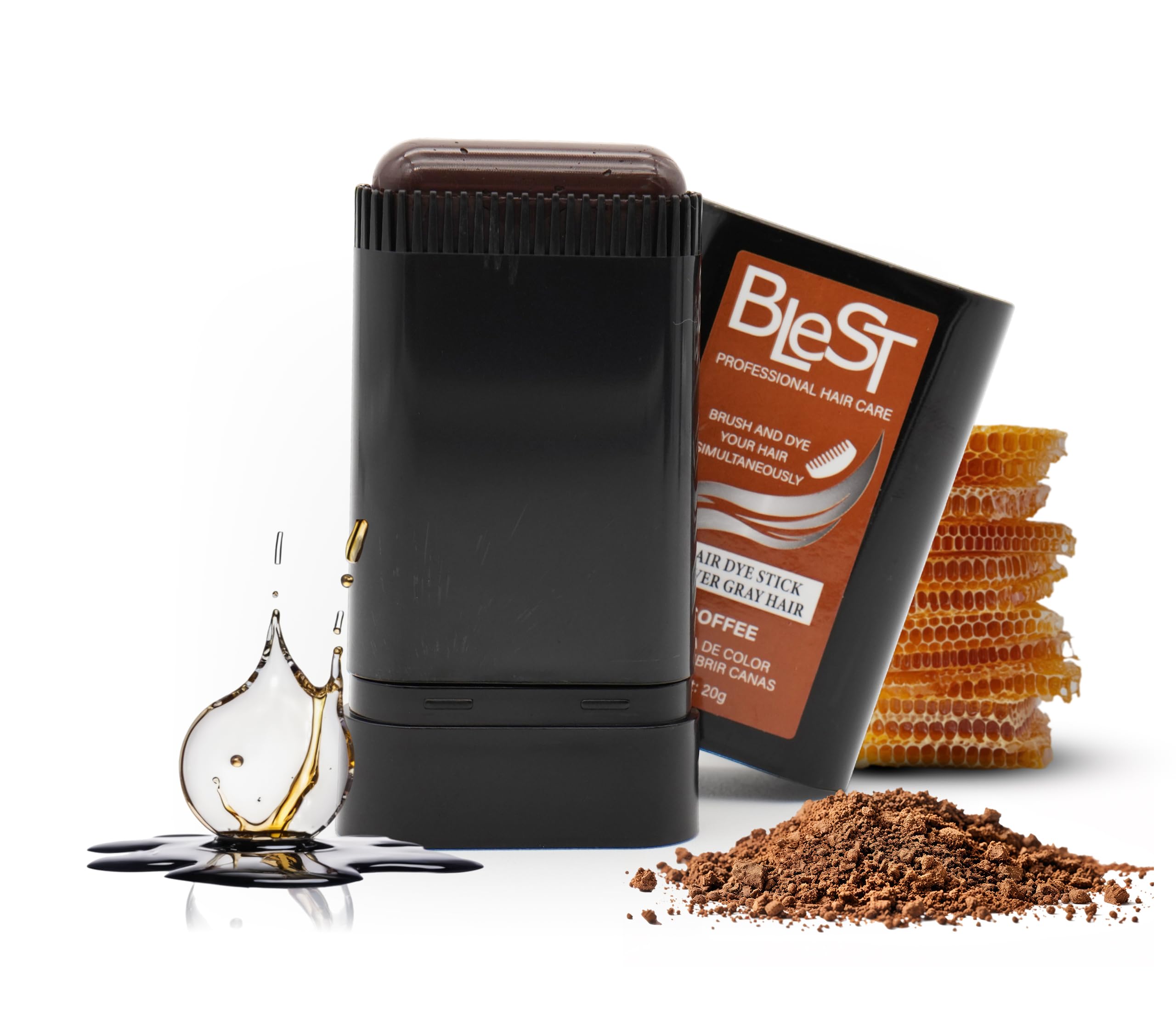 (12-pack) BLEST PROFESSIONAL Root Touch Up for Gray Coverage – Coffee Shade Temporary Color – Easy Applicator Concealer for Regrowth – 20g