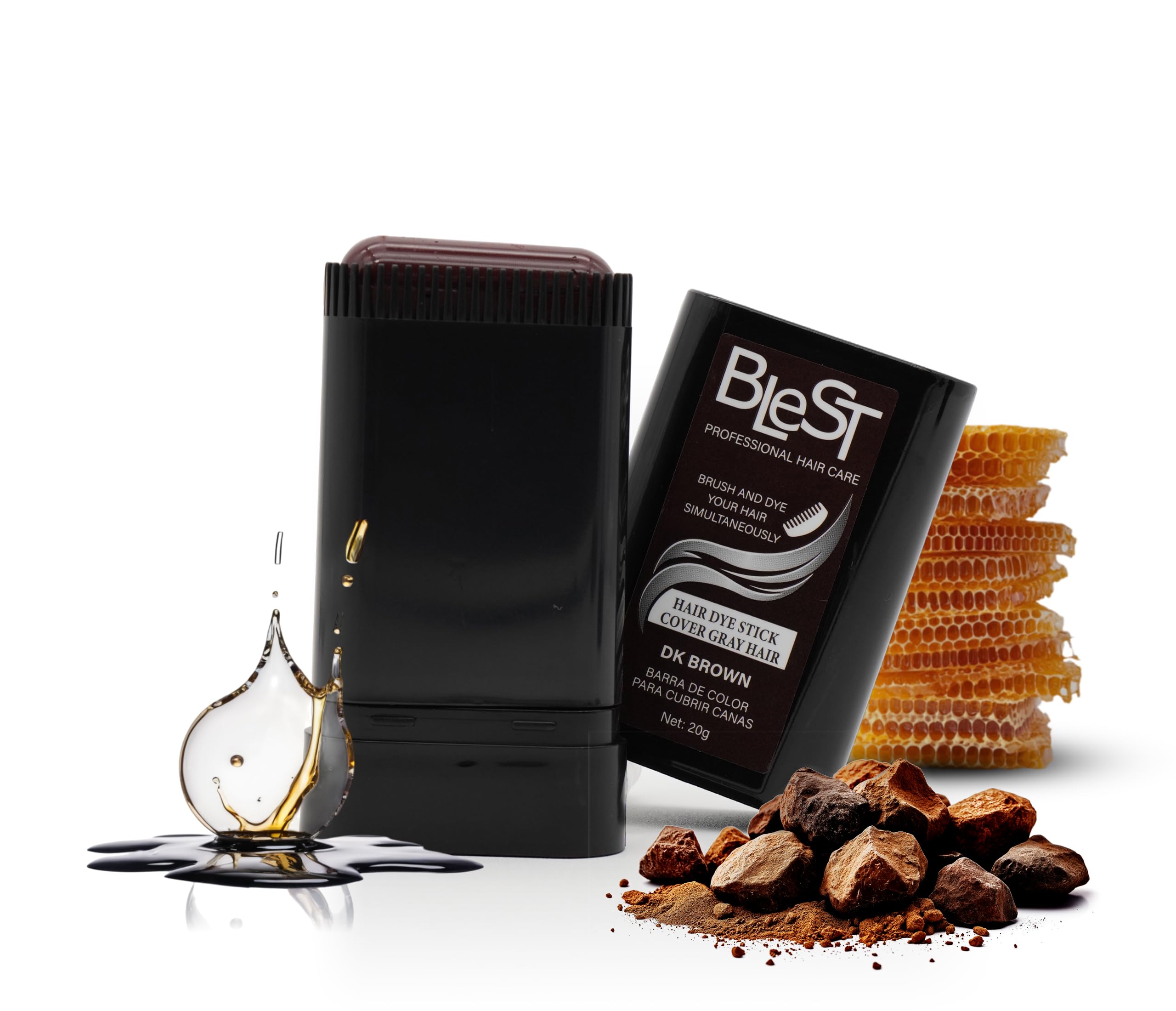 (12-pack) BLEST PROFESSIONAL Root Touch Up for Gray Coverage – Dark Brown Temporary Color – Easy Concealer for Regrowth and Roots – 20g Quick Application