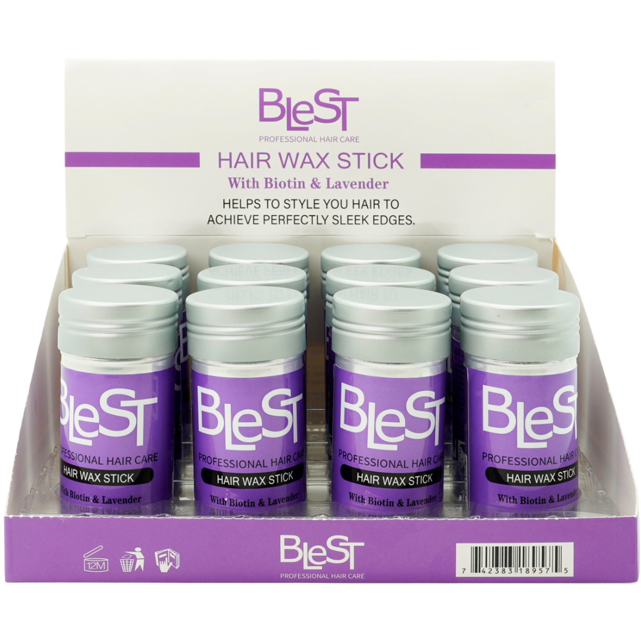 (12-pack) Blest Hair Wax Stick With Biotin & Lavender