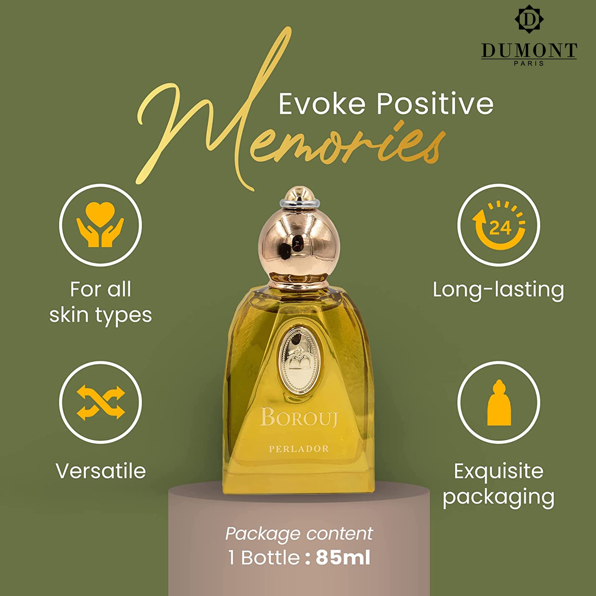 Dumont Borouj Perlador Unisex Women Arab Inspired With Musky Notes Cologne Mist - Thumbnail 3