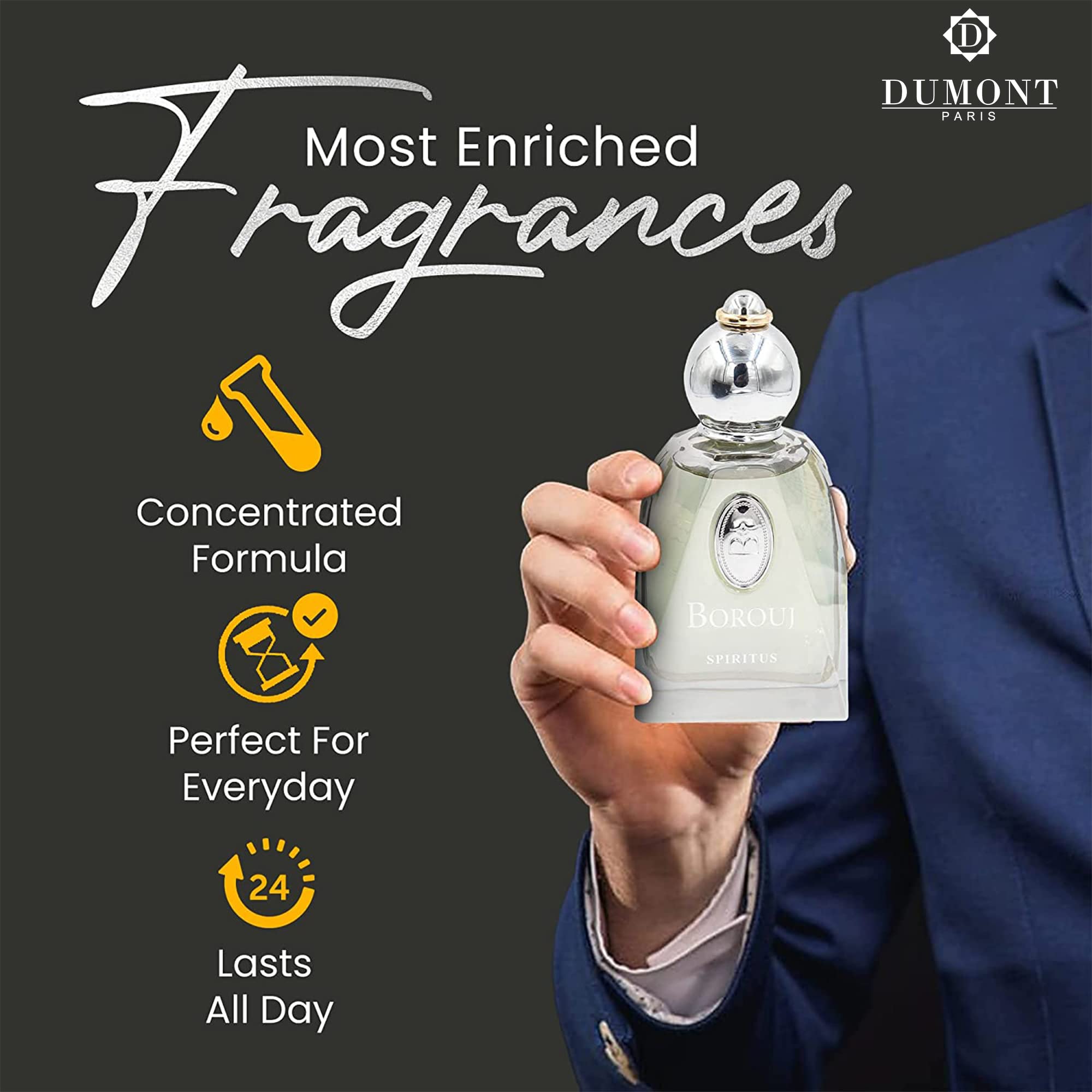 Dumont Borouj Spiritus Unisex Women Cologne Mist Body With Aromatic Floral - Thumbnail 2