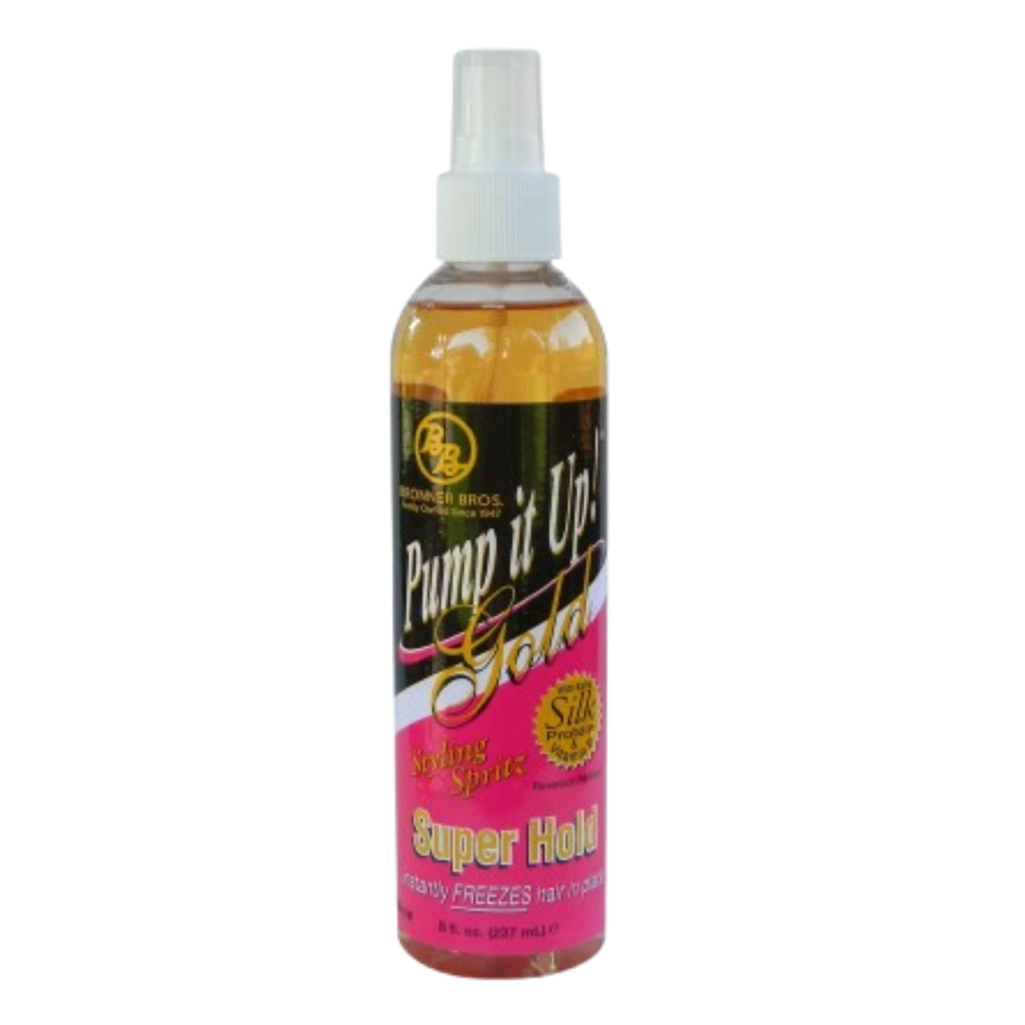Bronner Bros Pump It Up Styling Spritz Gold 80% Fast Dry Hair Extra Hold With