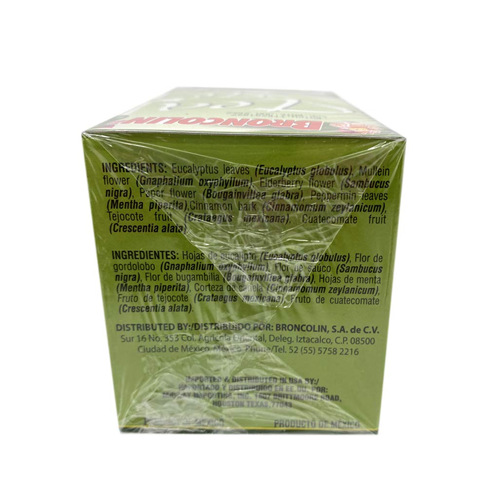 Broncolin Herbal Tea. Flu Relief. 25 Bags. Green 1.32 oz - Thumbnail 3