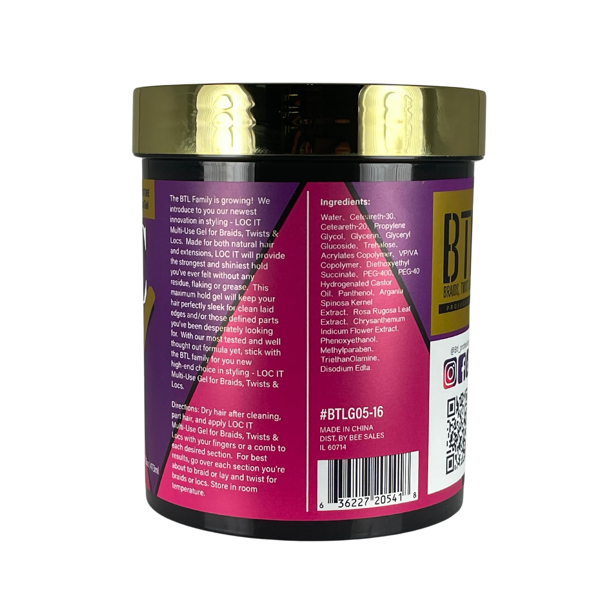 Btl Loc It! Styling Gel Strong Hold Shine Boosting Residue Free Braids Twists - Thumbnail 2