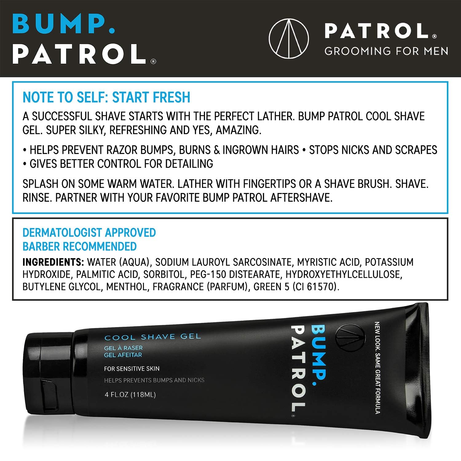 Bump Patrol Cool Shave Gel Sensitive Clear Shaving Gel With Menthol Prevents - Thumbnail 2
