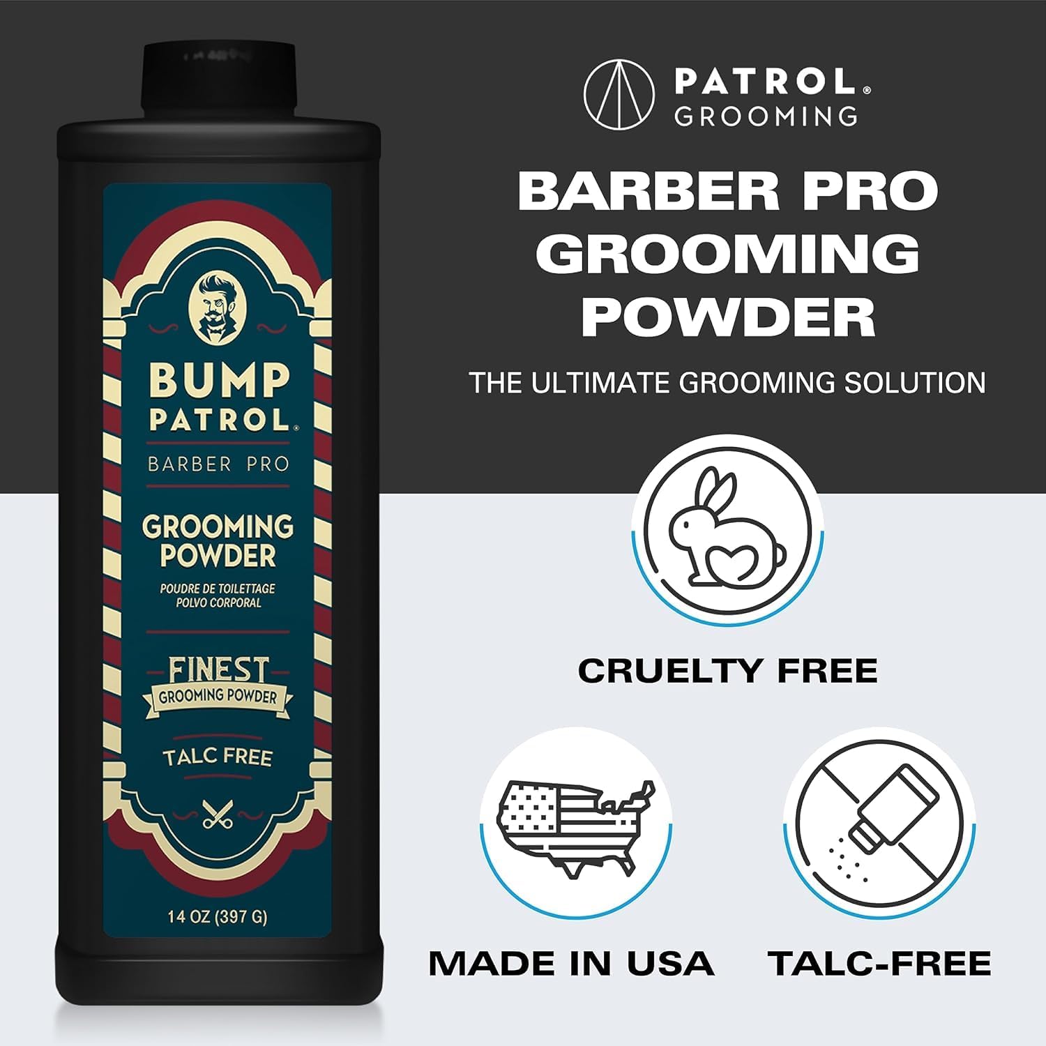 Bump Patrol Barber Pro Grooming Powder Talc Free Hair and Body Powder Protects - Thumbnail 3