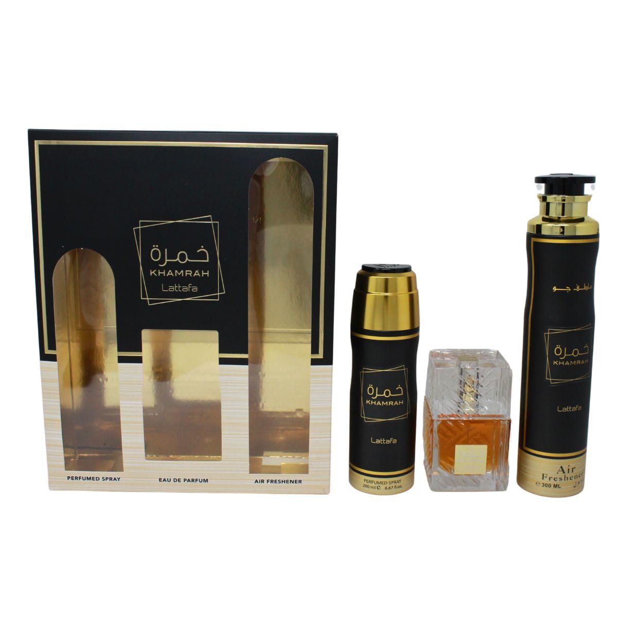 [Set] Lattafa Khamrah 3.4 U+ 10.1 Air Freshner+ 6.7 Body EDP