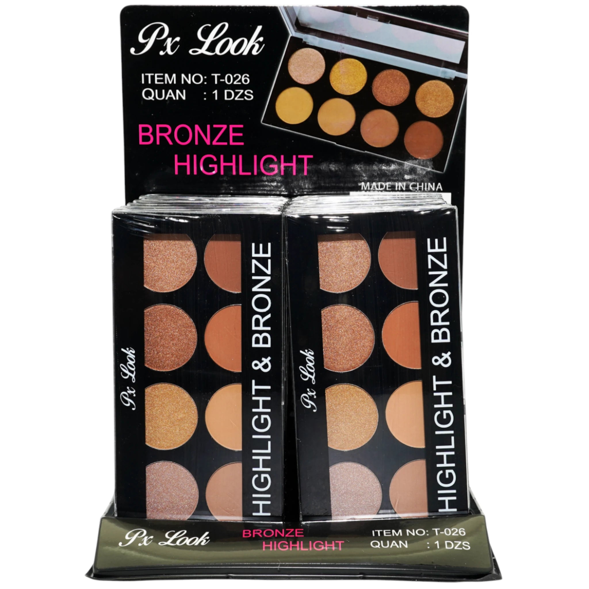 (12-pack) Bronze Highlighter and Bronzer Palette by Prolux Cosmetics
