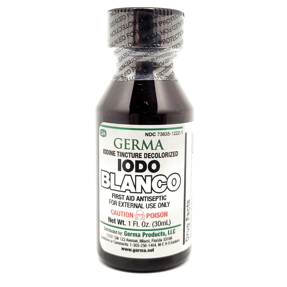 Germa White Iodine Tincture. First Aid Antiseptic. for Minor Scrapes Cuts