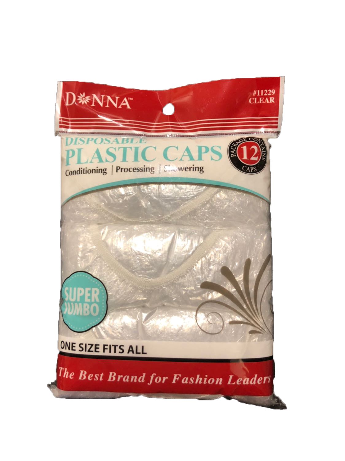Donna Collection Disposable Plastic Cap Super Jumbo 12 Count