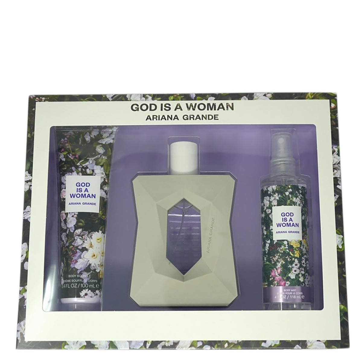 Ariana Grande God Is A Woman 3 Pc Body Mist Body Souffle EDP Spray 3.4 oz (Set)