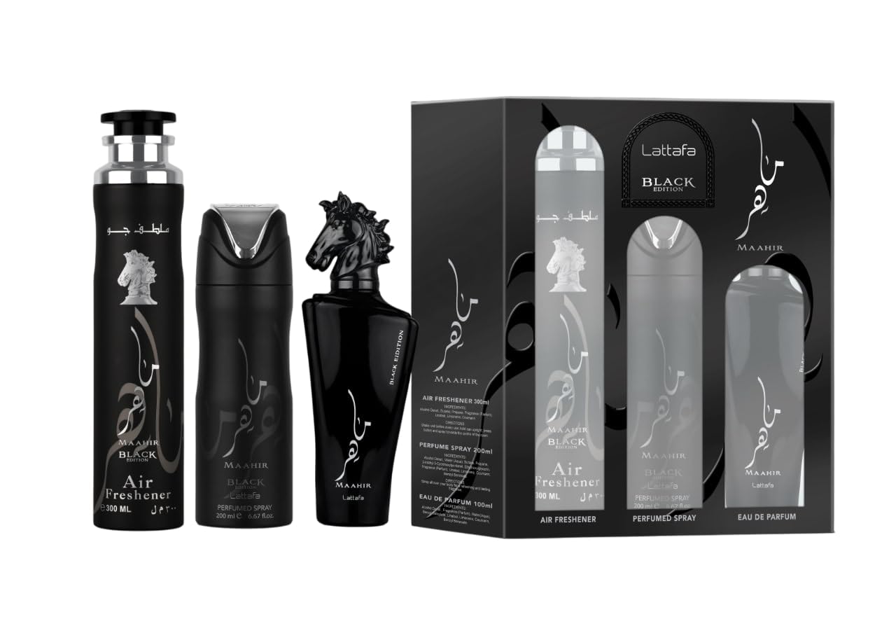 Lattafa Maahir Black 3.4 M + 6.7 Deo + 10.0 Air Freshener United Arab Emir. Set