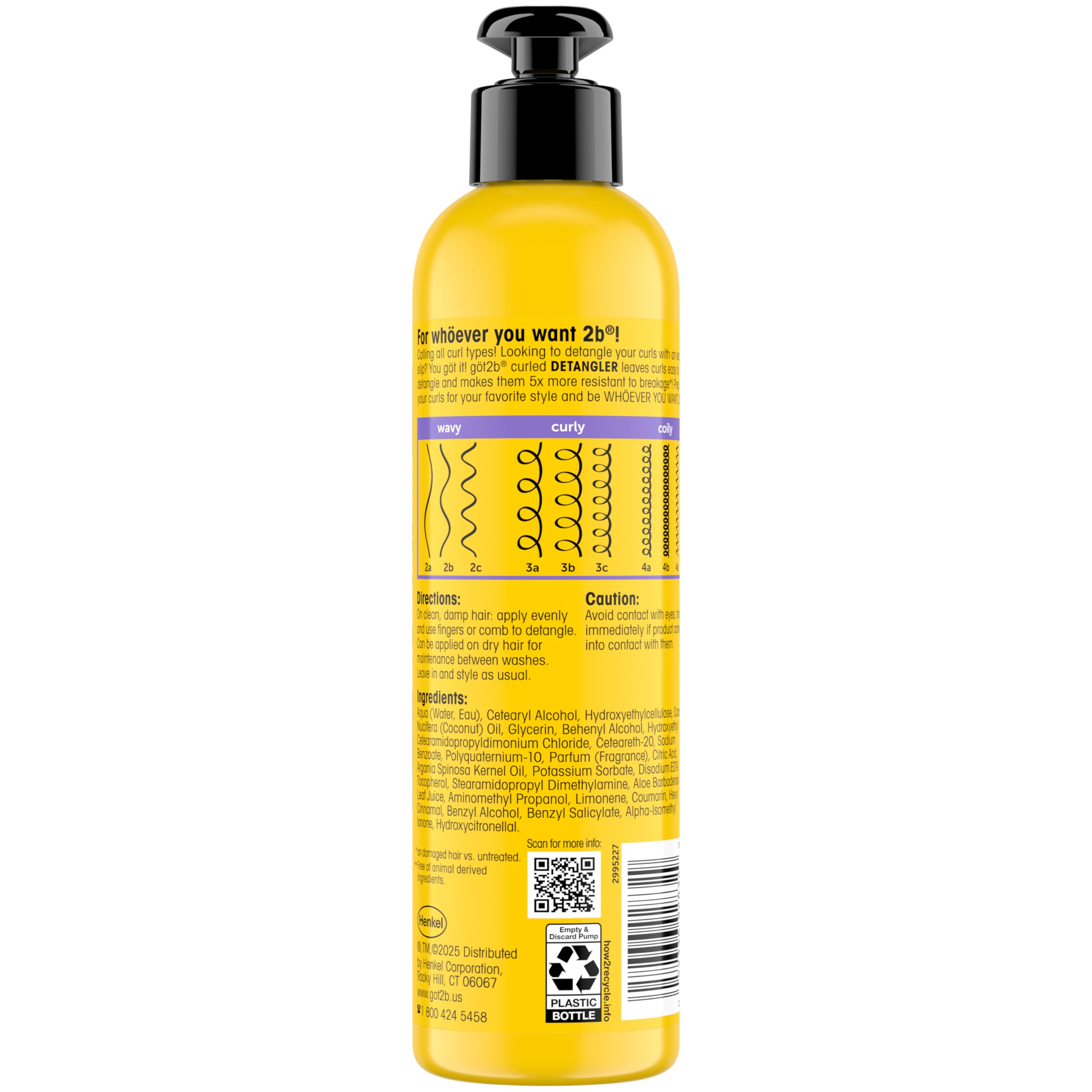 Got2b Curled Detangler for All Curl Types Wavy Curly Coily Hair Helps To