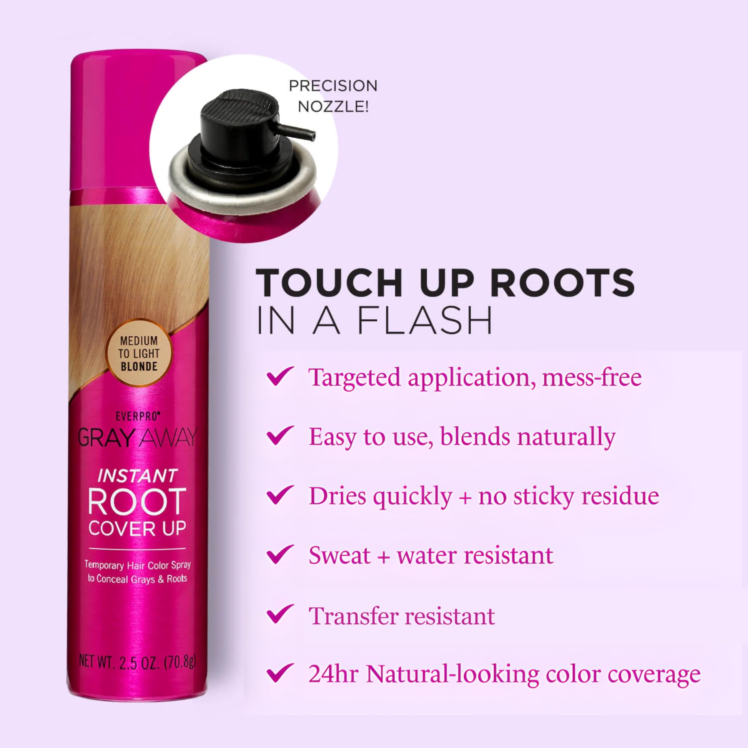 Everpro Gray Away Instant Root Cover Up Medium/light Blonde 2.5 oz