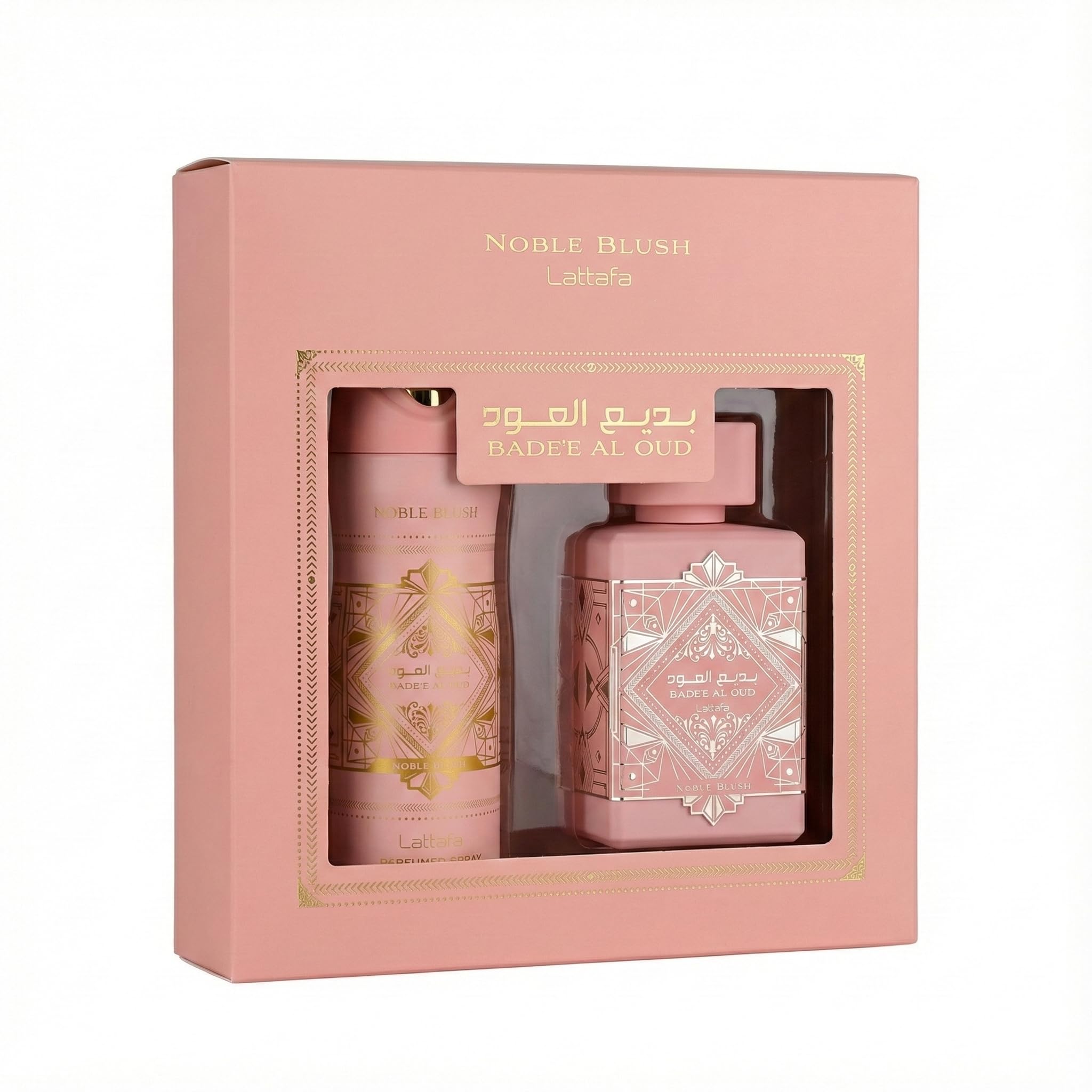 Lattafa Badee Al Oud Noble Blush 2 Pcs With + Perfumed Set