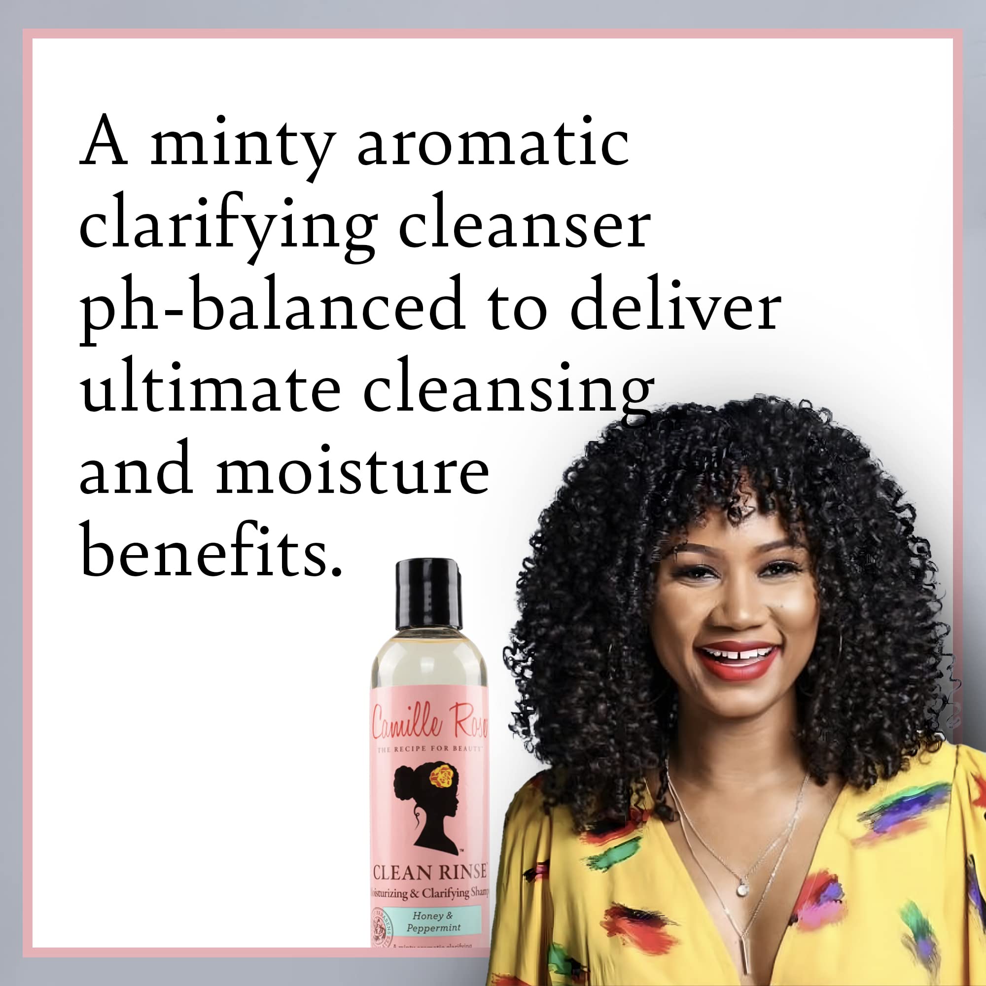 Camille Rose Clean Rinse Shampoo With Honey and Peppermint To Moisturize and