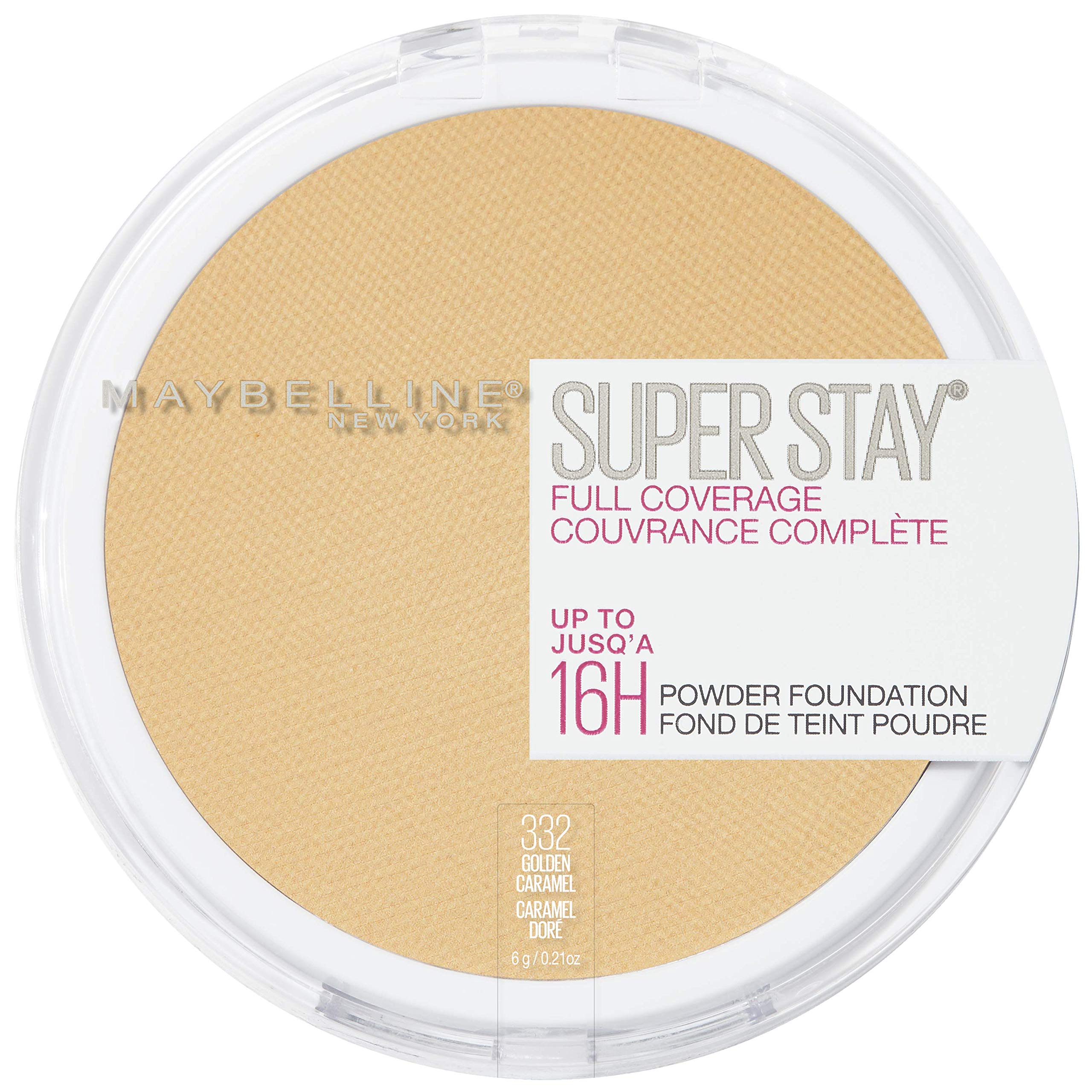 (12-pack) Maybelline Super Stay Full Coverage Powder Foundation Makeup, Up to 16 Hour Wear, Soft, Creamy Matte Foundation, Golden Caramel, 1 Count