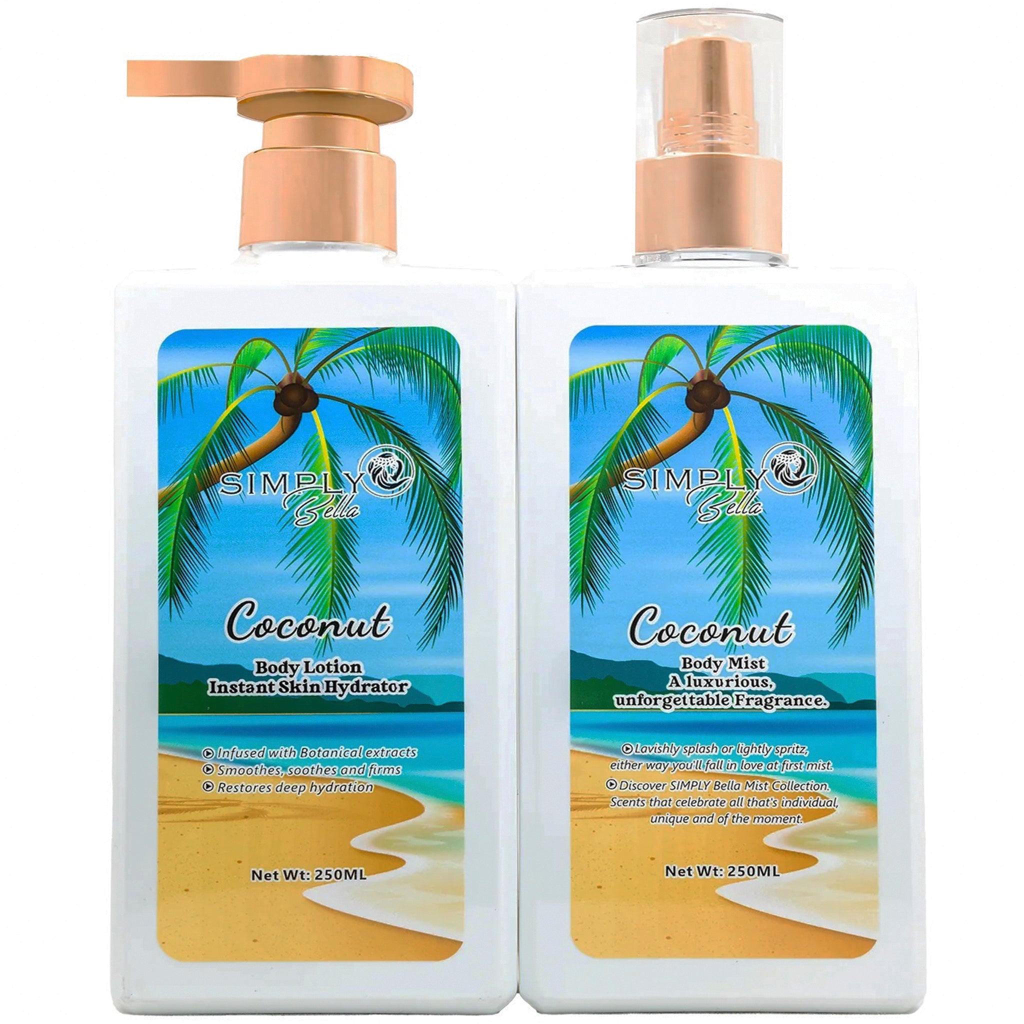 (16-pack) Simply Bella Body Lotion + Body Mist Coconut (Set)