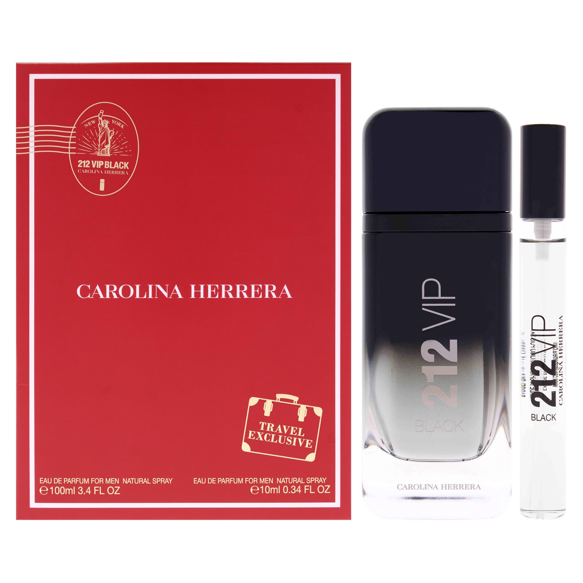 [Set] 212 Vip Black By Carolina Herrera 2 Pc For Men EDP 3.4 oz