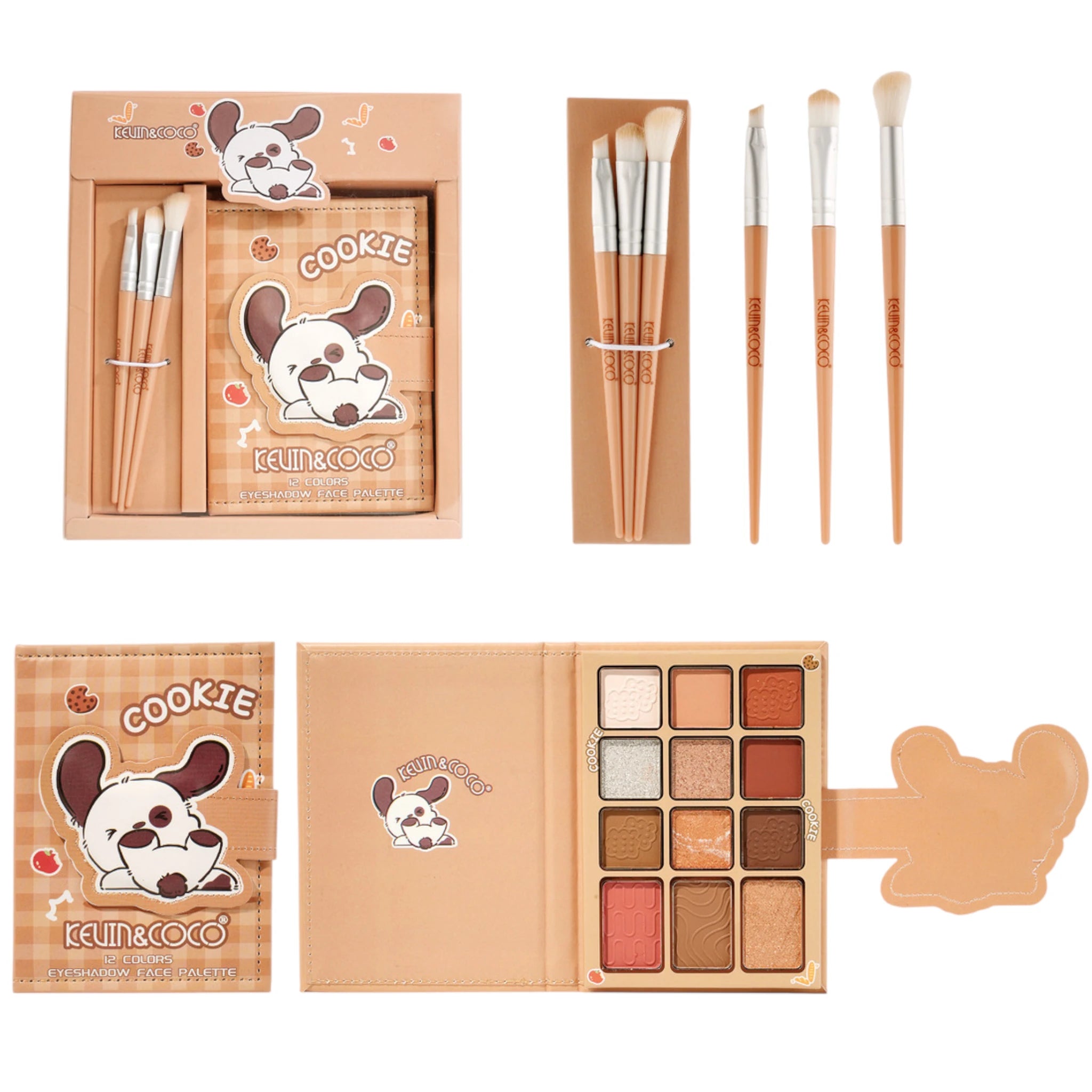 (6-pack) Kevin & Coco Cookie Eyeshadow Palette With Brushes