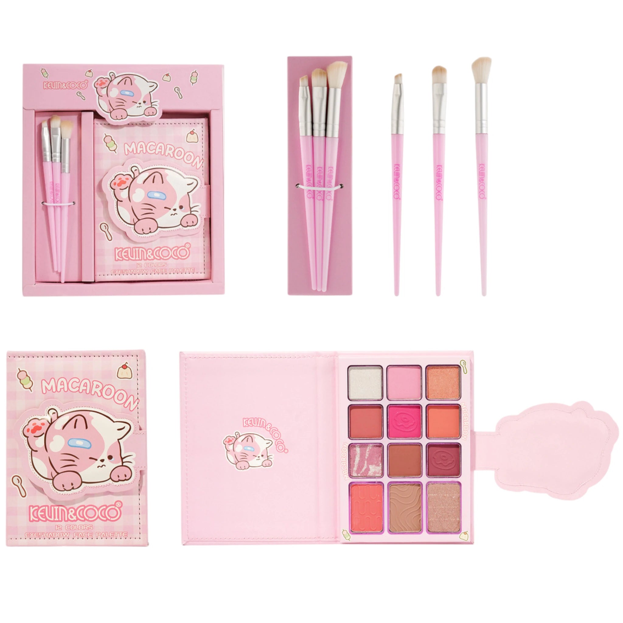 (6-pack) Kevin & Coco Macaroon Eyeshadow Palette With Brushes