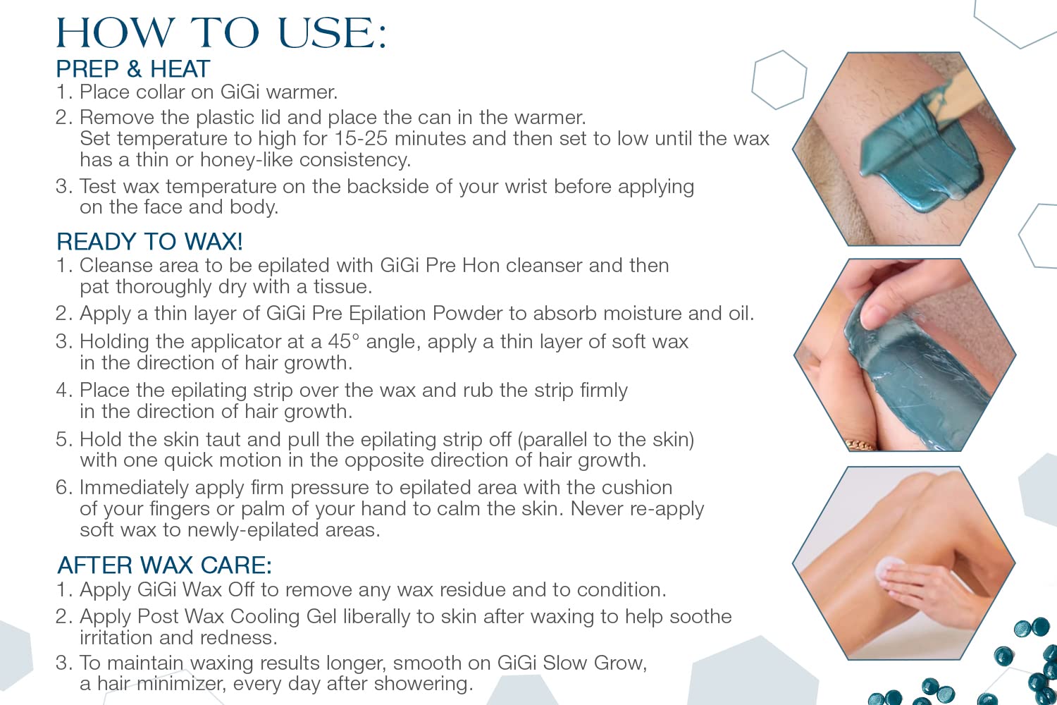 Gigi Hard Wax Beads for Hair Removal Soothing Azulene Hair Removal Wax for