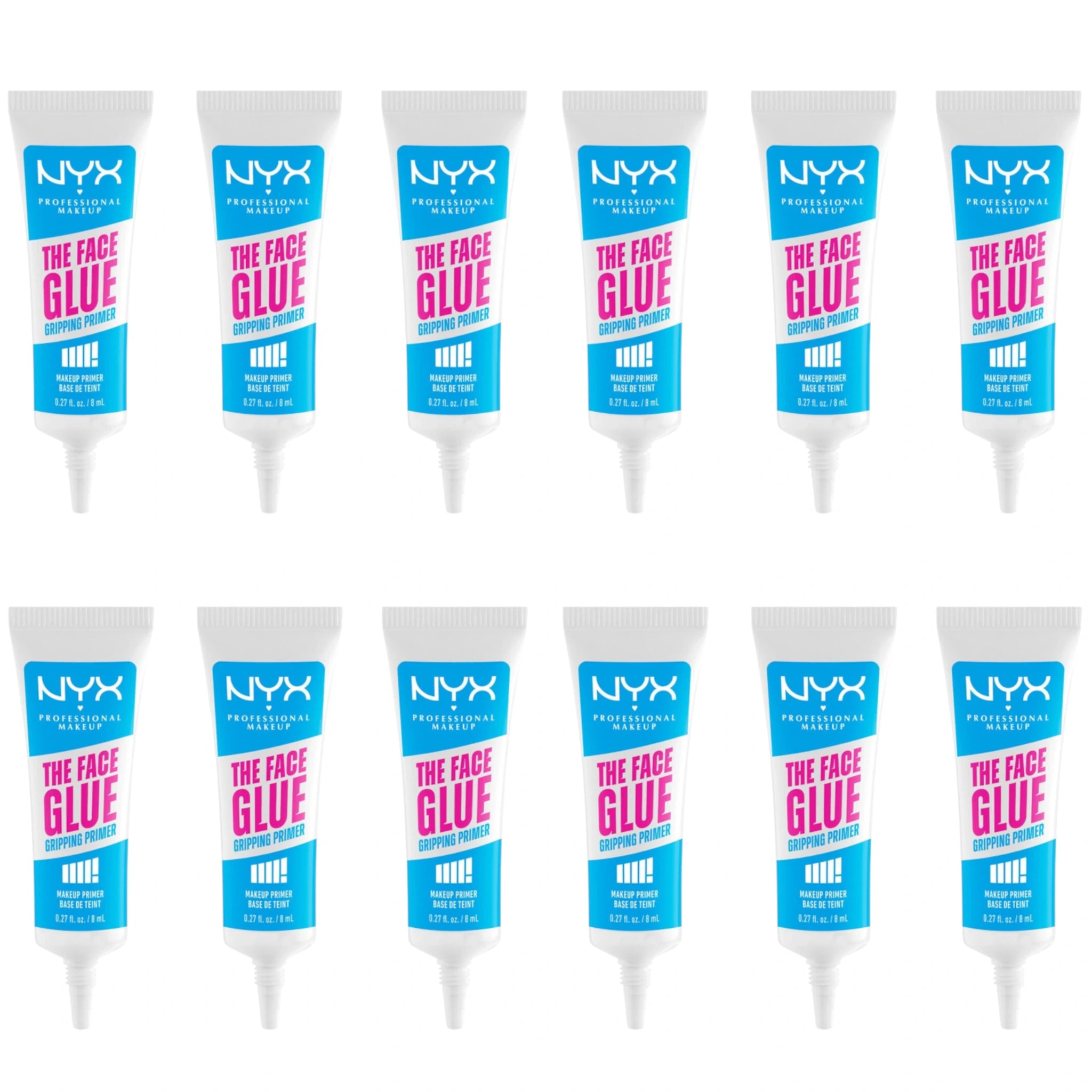 (12-pack) NYX Professional Makeup The Face Glue Gripping Primer Mini, 0,27 fl oz, Pack of 3