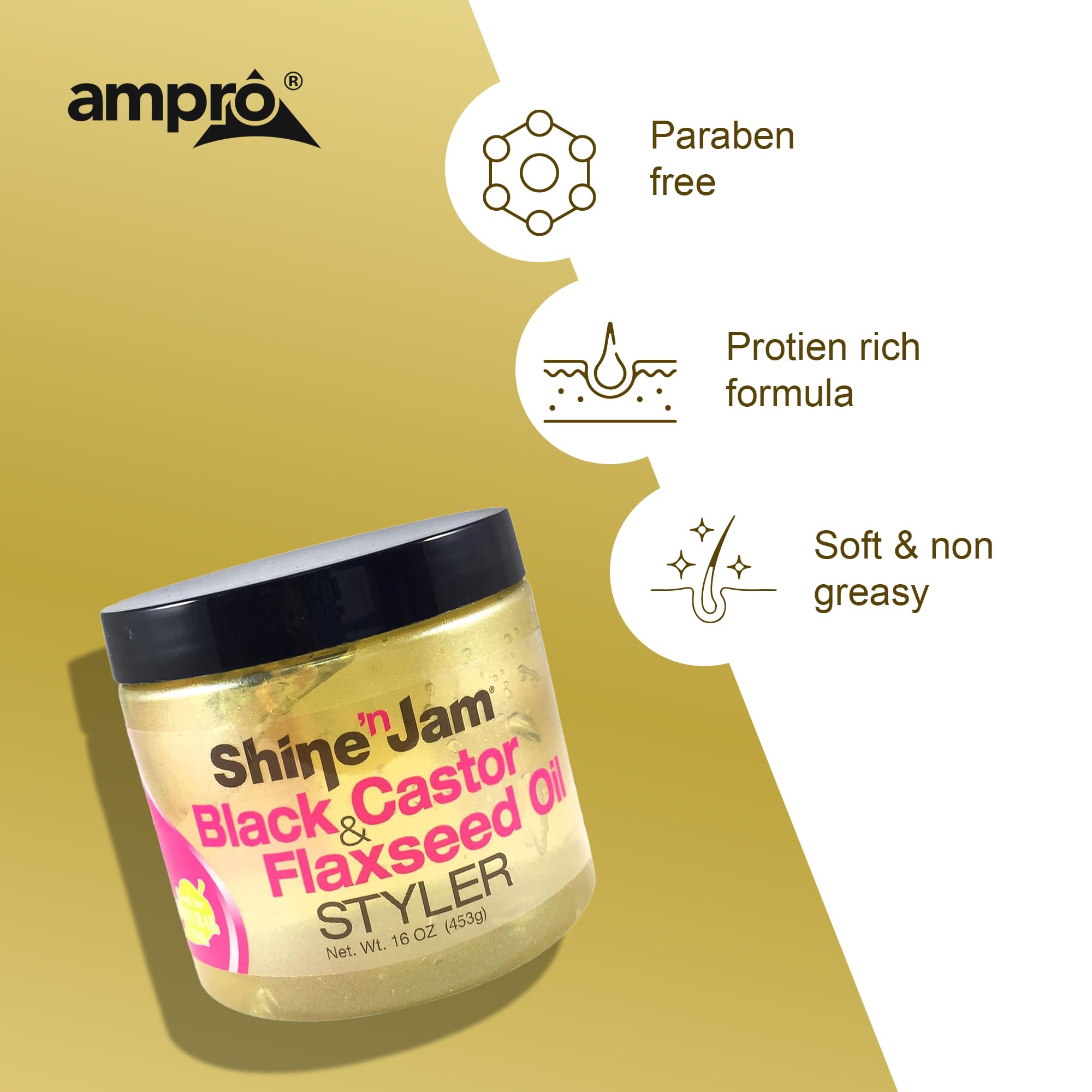 Ampro Shine N Jam Castor Oil and Flaxseed Gel Nourishes Tresses and Adds Shine