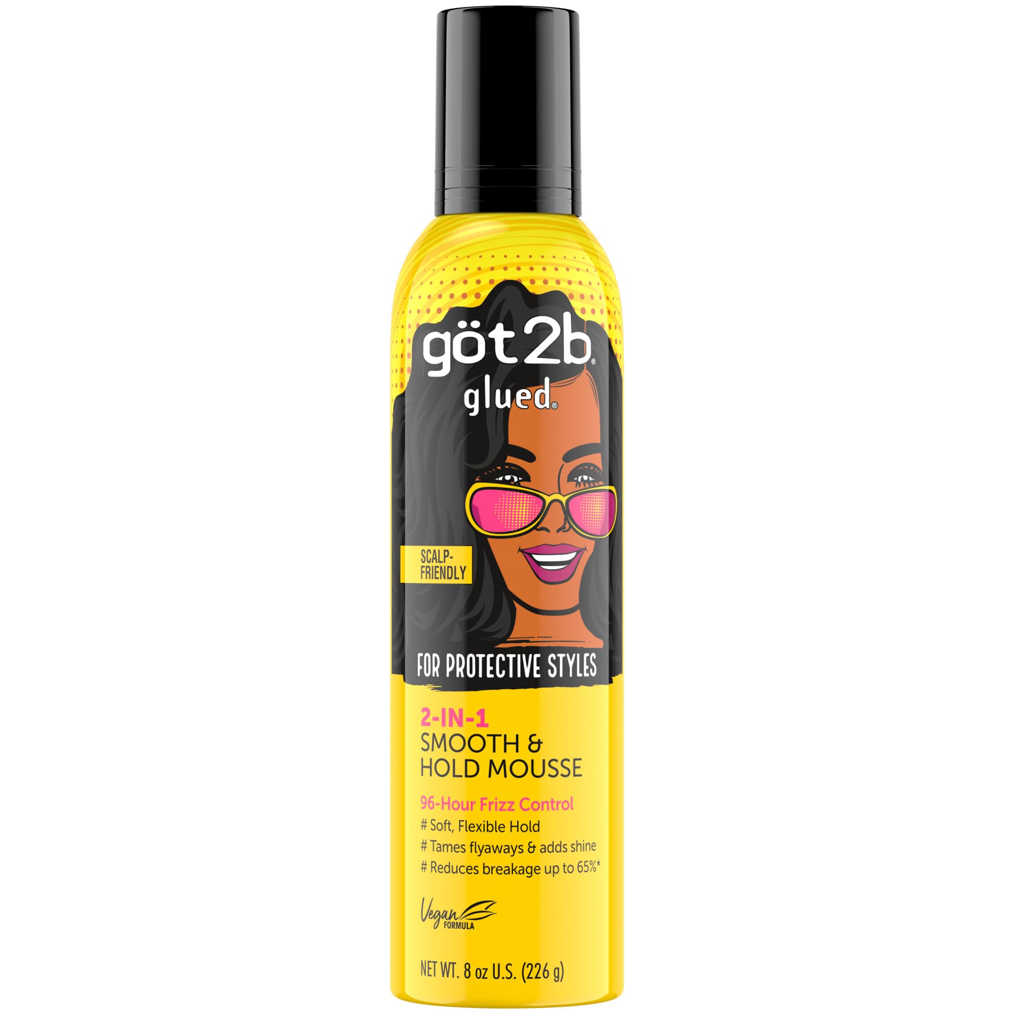 Got2b Glued 2 In 1 Smooth Hold Hair Mousse 8 Fl Oz 96 Hour Frizz Control Soft
